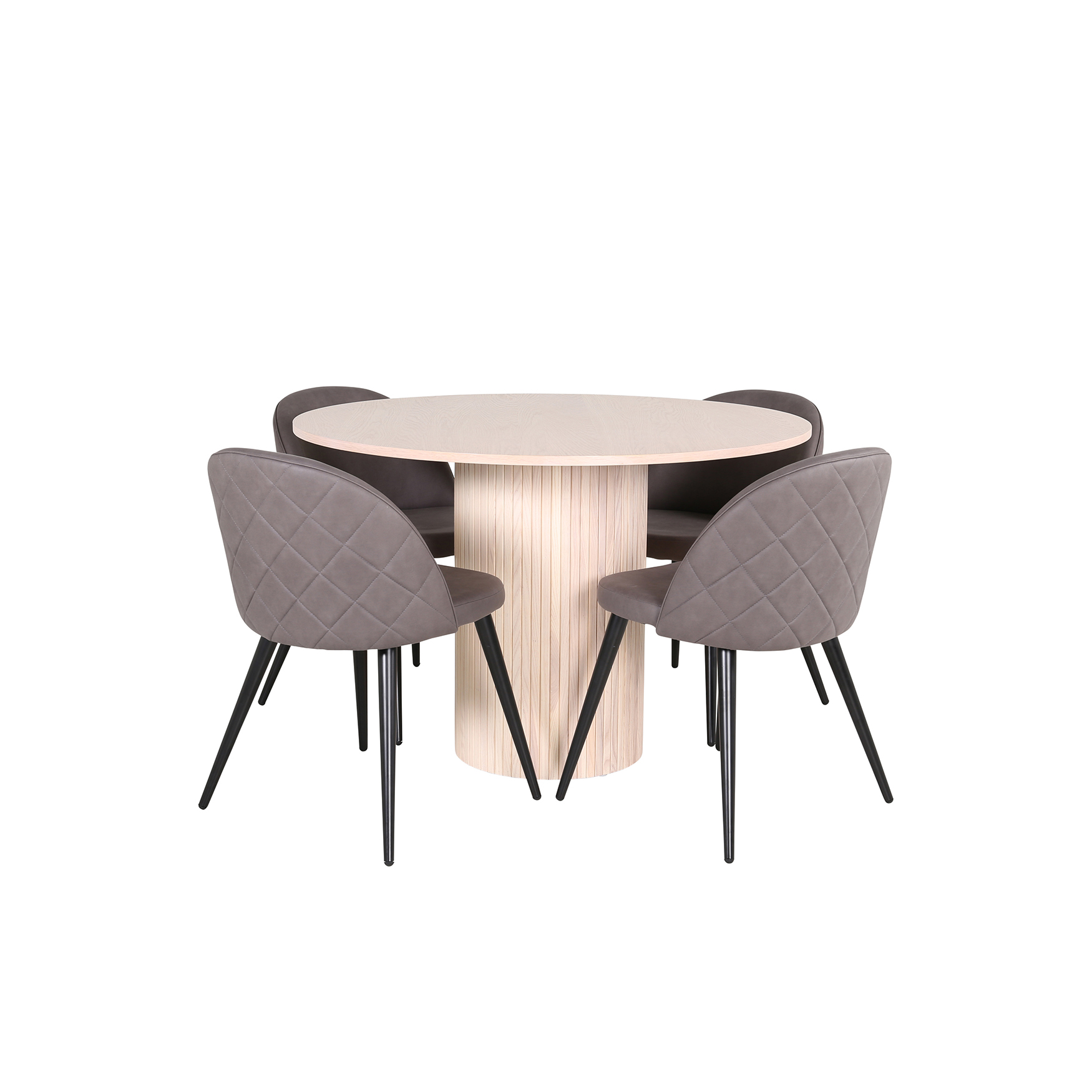 Spisegruppe Venture Home med Rundt Bianca Spisebord og 4 Valentina Stitcthes Spisestoler