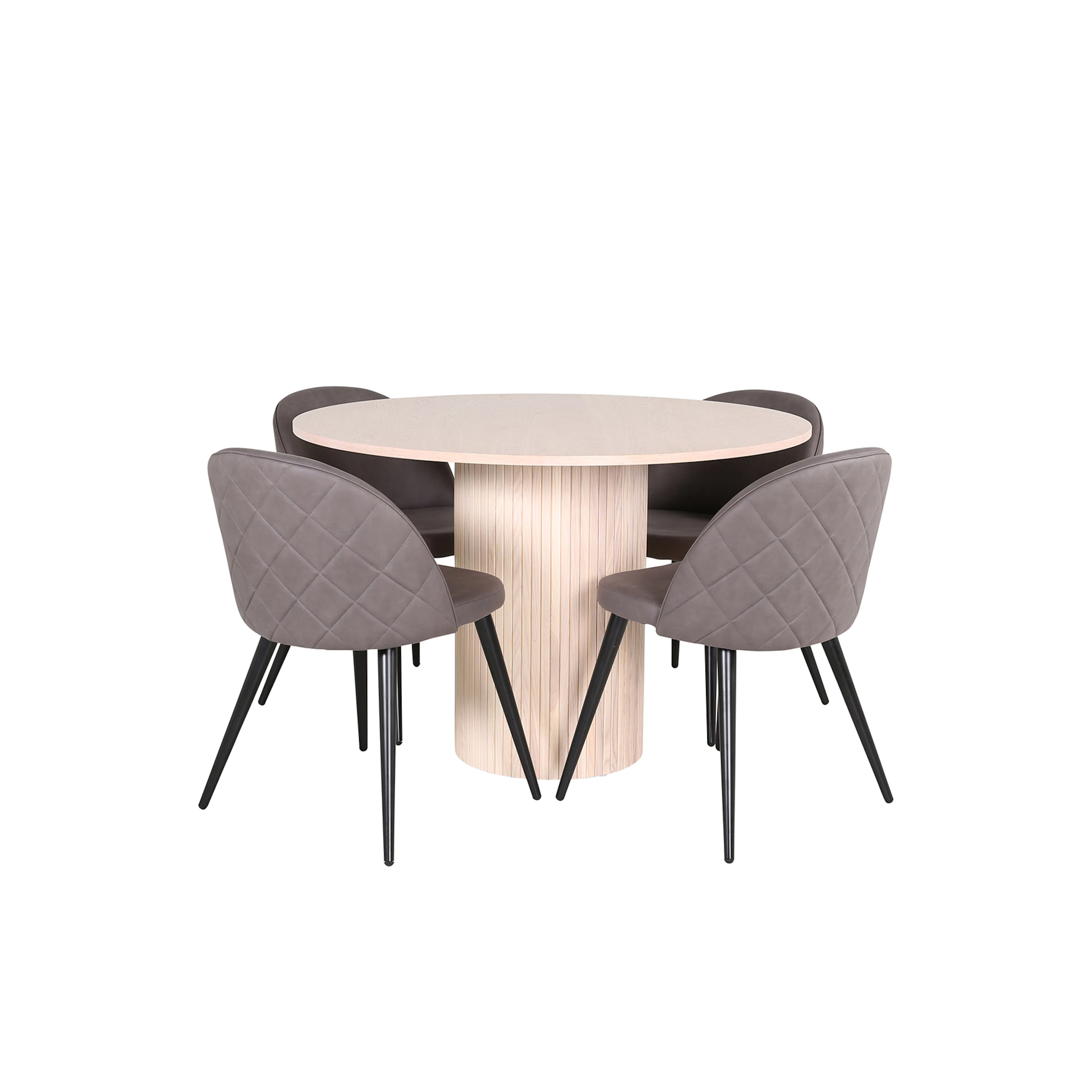 Spisegruppe Venture Home med Rundt Bianca Spisebord og 4 Valentina Stitcthes Spisestoler