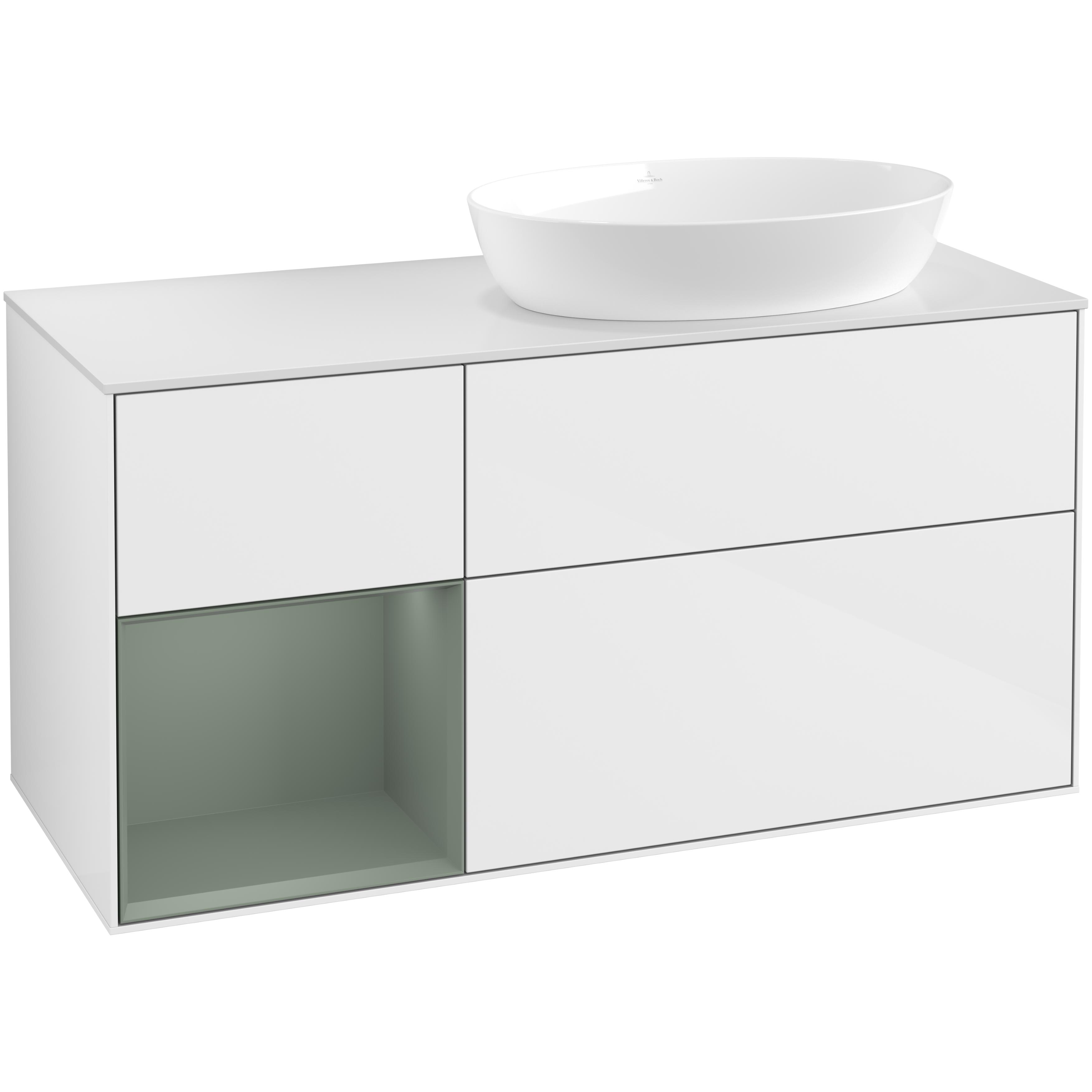 Tvättställsskåp Villeroy & Boch Finion med 3 Lådor Hylla och Bänkskiva för Ocentrerat Tvättställ från Artis & Collaro
