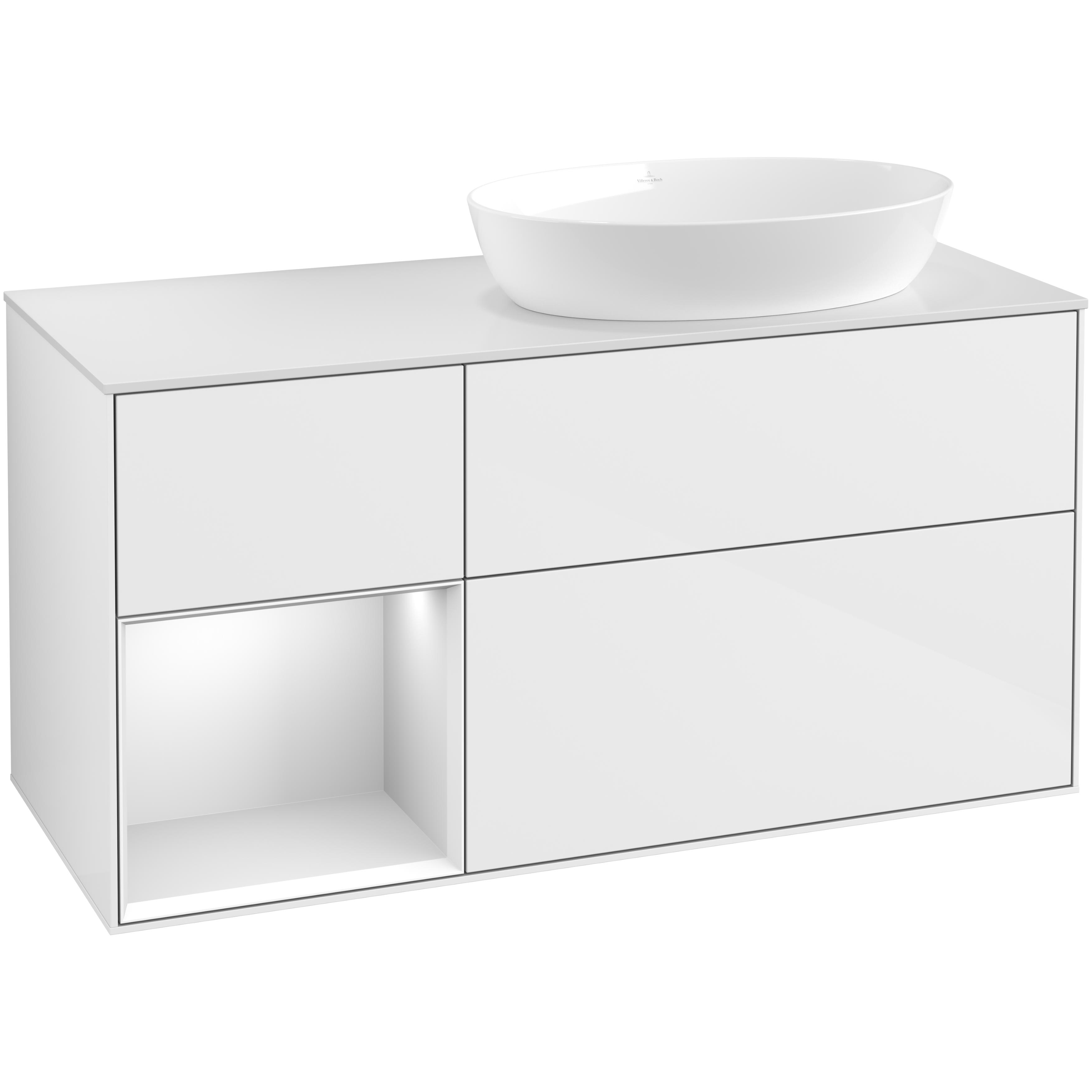 Tvättställsskåp Villeroy & Boch Finion med 3 Lådor Hylla och Bänkskiva för Ocentrerat Tvättställ från Artis & Collaro