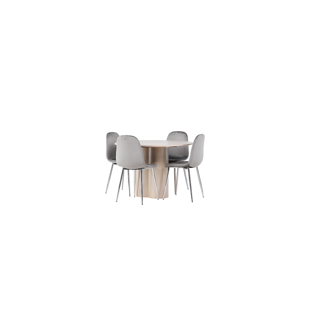 Spisegruppe Venture Home Olivia Ø110 cm med 4 stk Eva Stoler