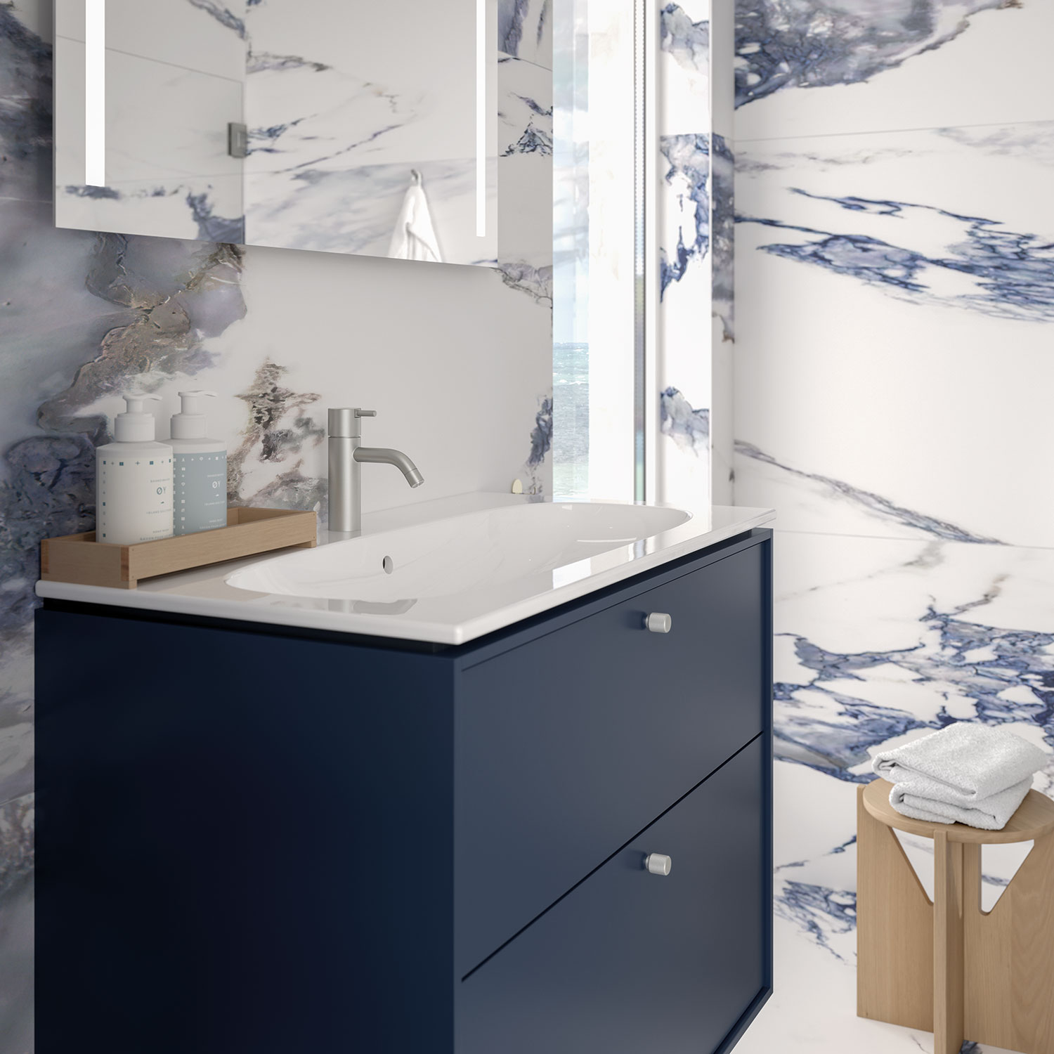 Servantskap Ifö Sense Art Smal Design 90 med 2 Skuffer