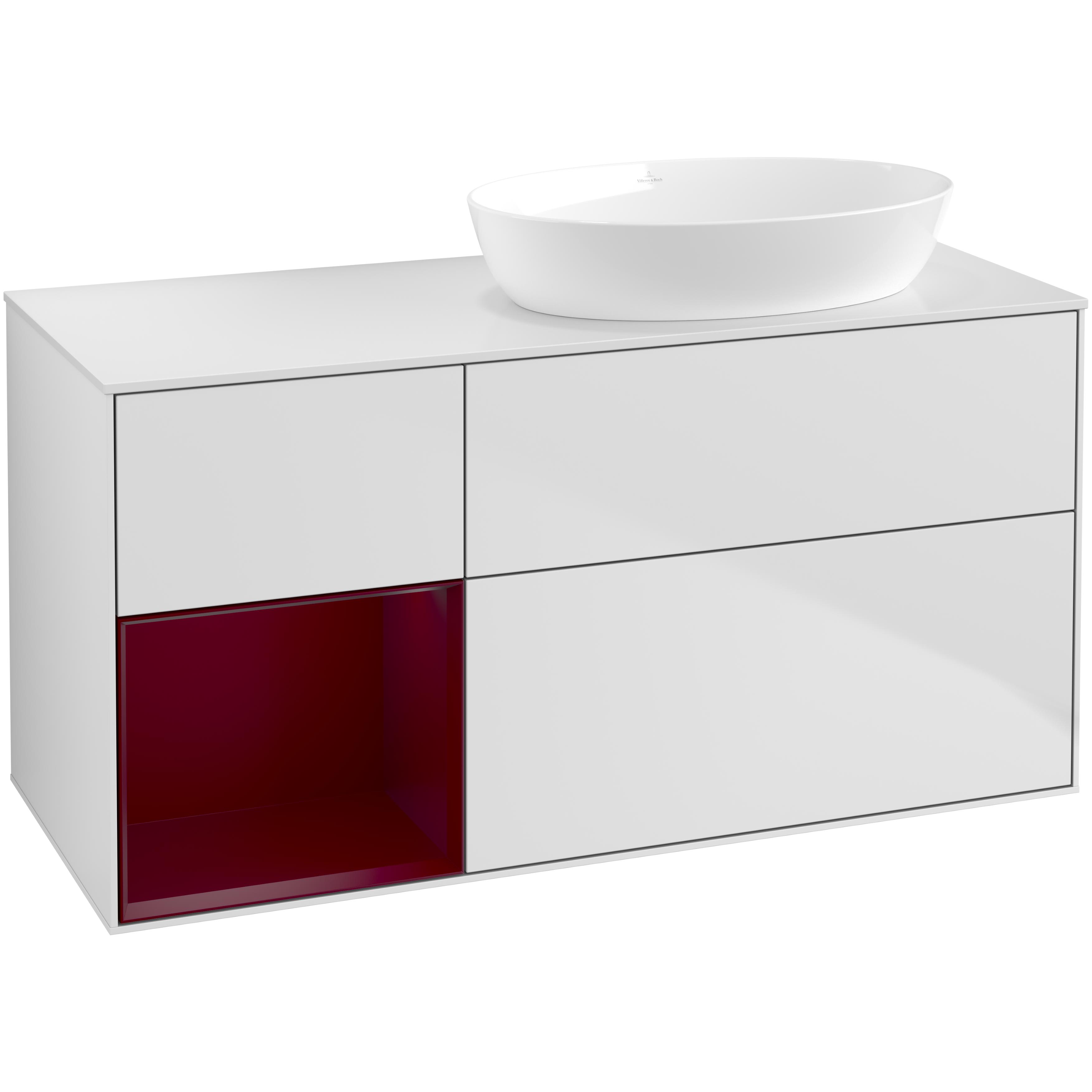 Tvättställsskåp Villeroy & Boch Finion med 3 Lådor Hylla och Bänkskiva för Ocentrerat Tvättställ från Artis & Collaro