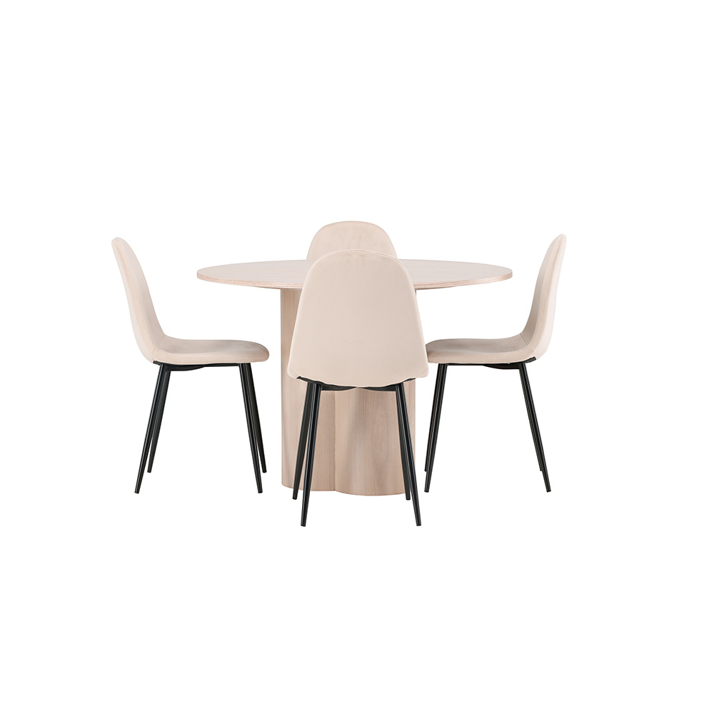 Spisegruppe Venture Home Olivia med 4 Polar Stoler Natur