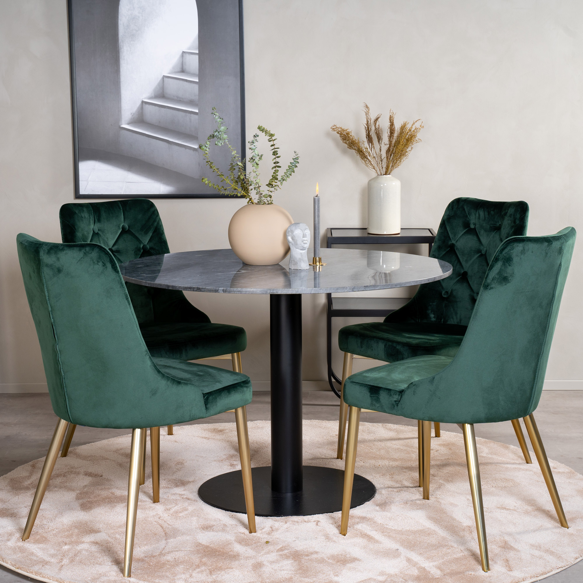 Spisegruppe Venture Home Estelle Rundt med 4 Vera Stoler