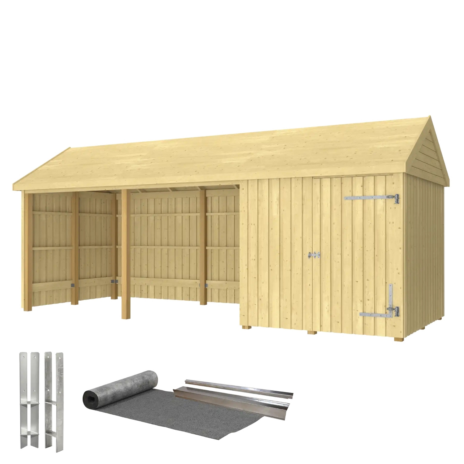 Utebod PLUS Classic Multi Hagehus 3 Moduler Enkeldør Åpen 14,5m2