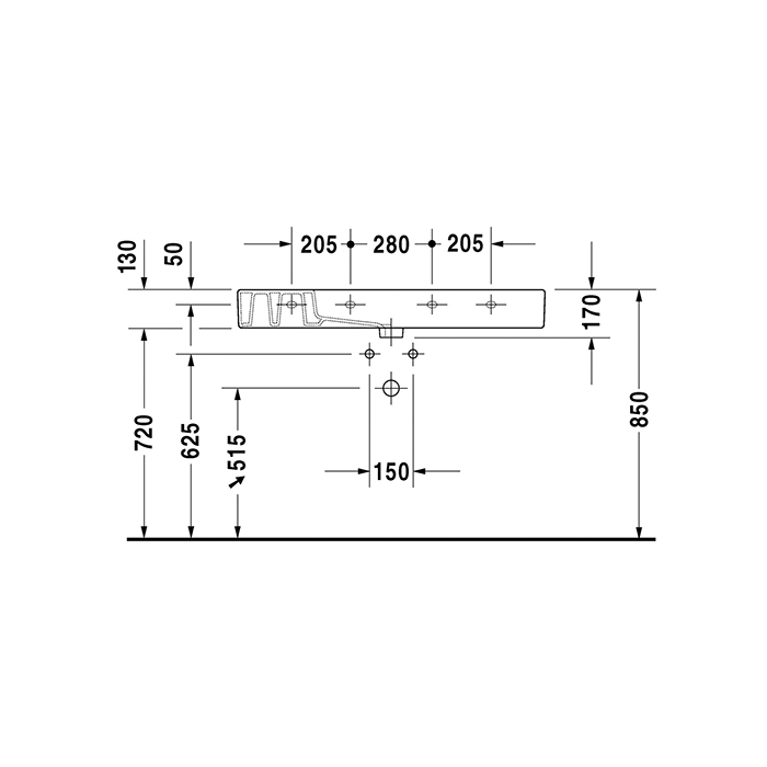 Tvättställ Duravit Vero 0329 Bredd: 1050 Mm Bredd: 1050 Mm
