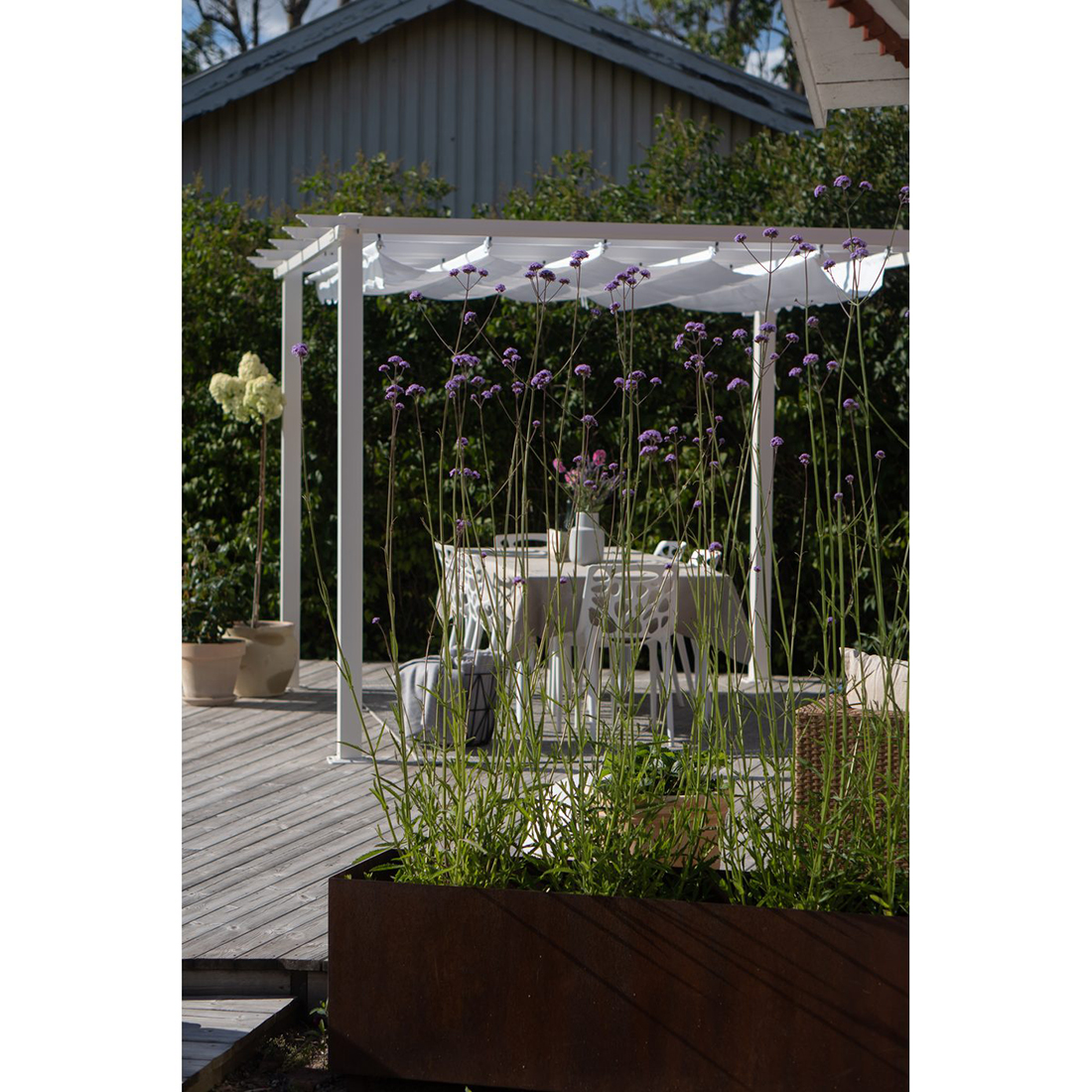 Pergola 3x3 m Vit Hvit/Hvit