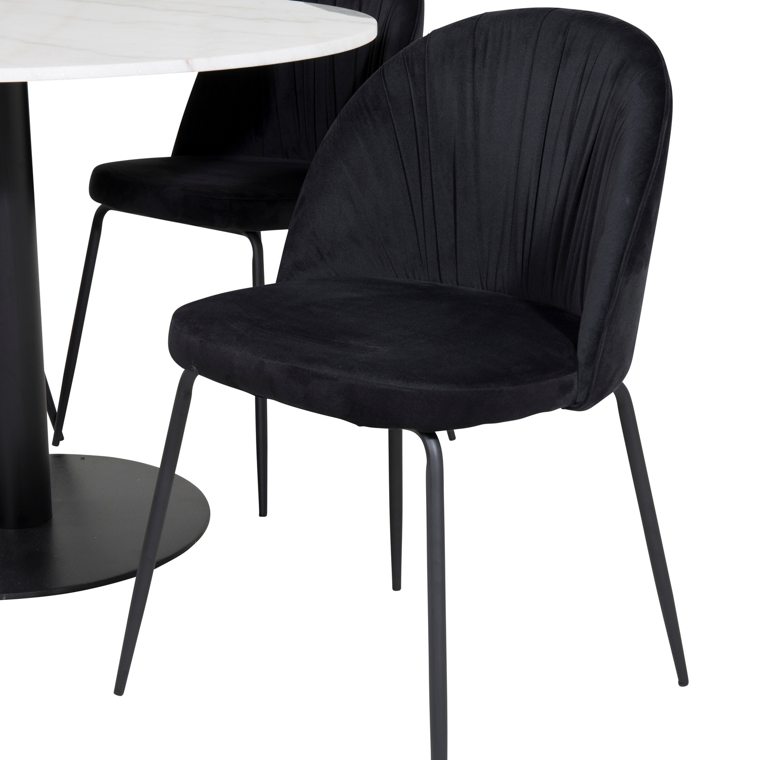 Estelle Round Dining Table/ +Wrinkles Dining Chair- _4 Hvit/Sort