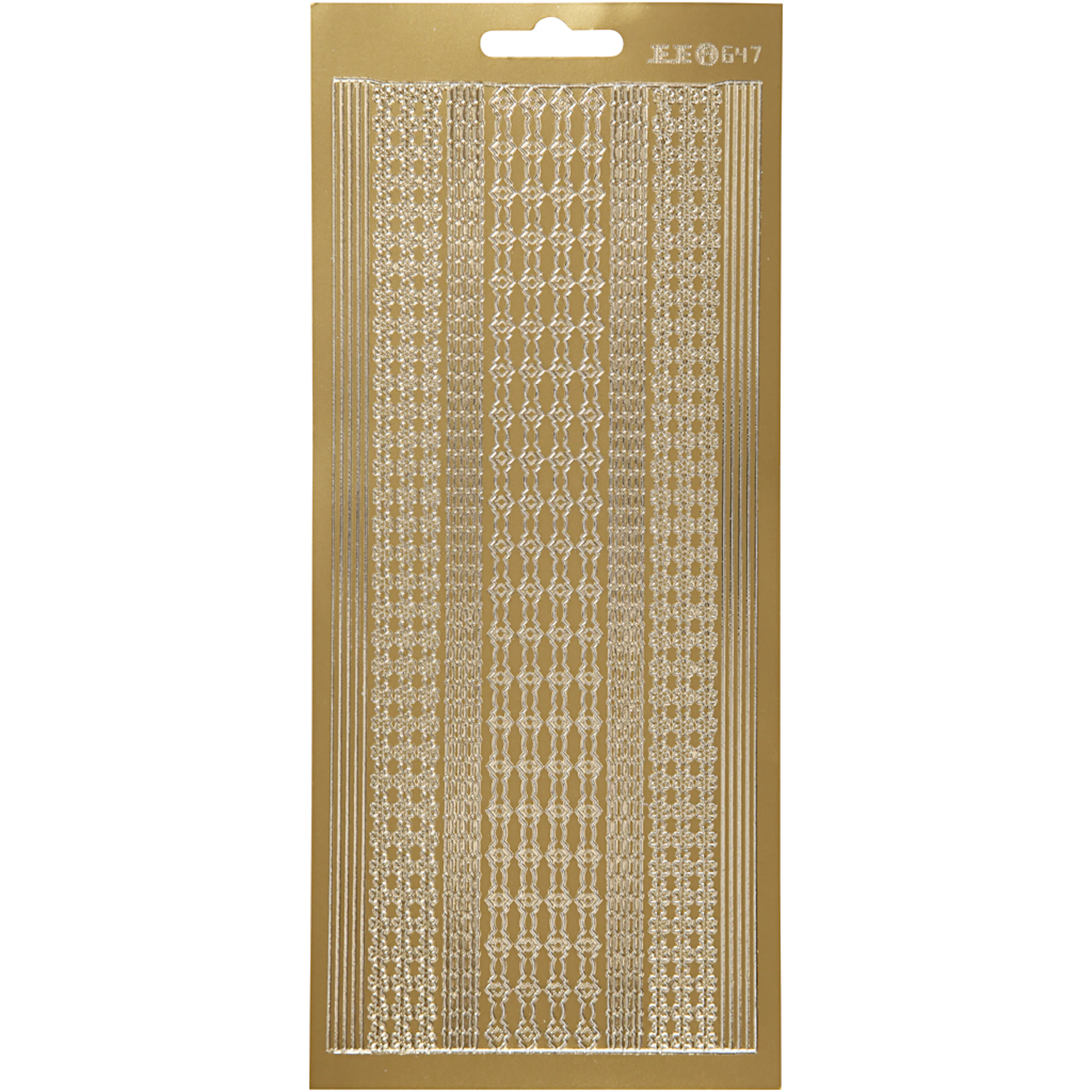 Stickers, guld, bårder, 10x23 cm, 1 ark Gull