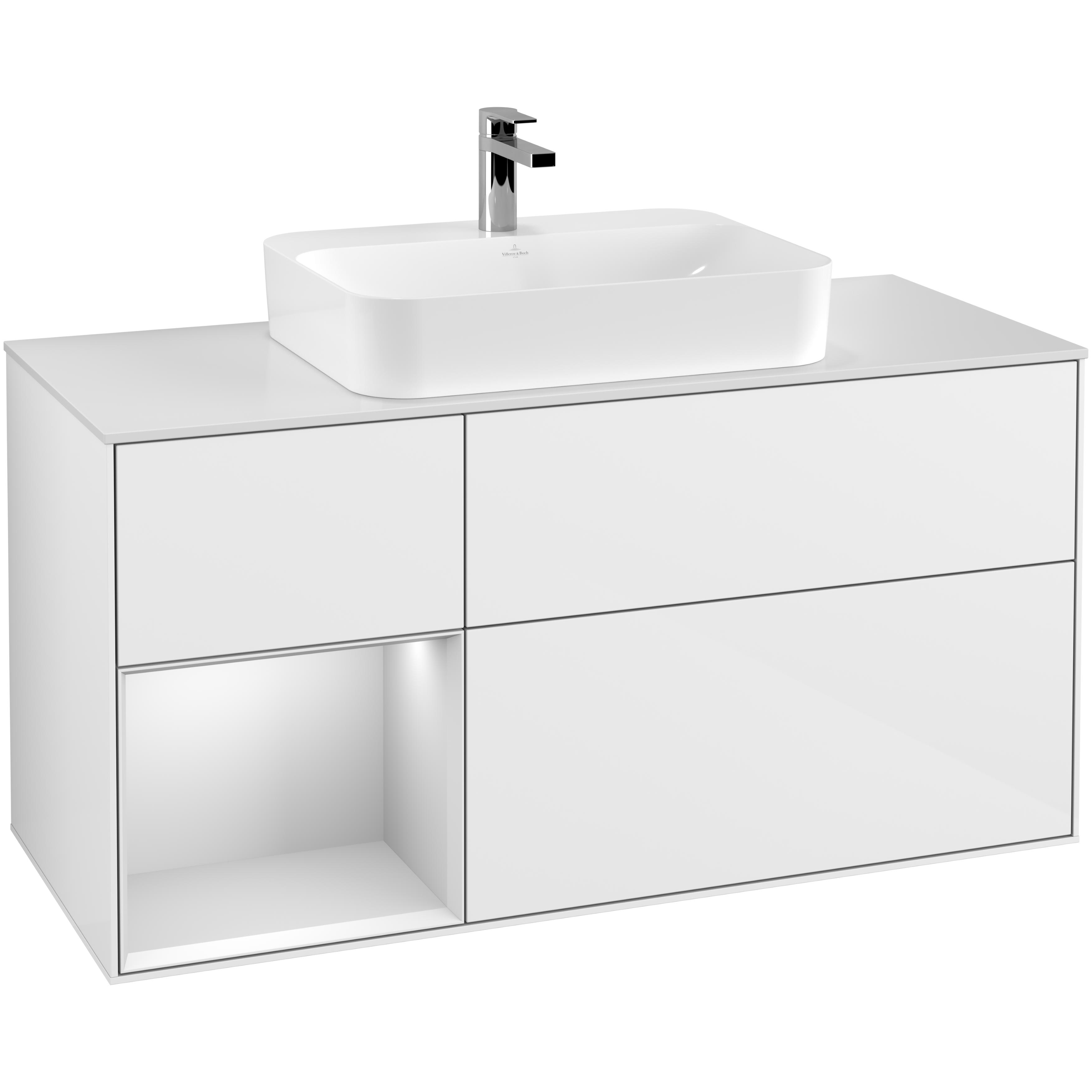 Tvättställsskåp Villeroy & Boch Finion med 3 Lådor Hylla och Bänkskiva för Ytmonterat Tvättställ | badrum - badrumsmobler - tvattstallsskap-och-kommod | KakelKungen