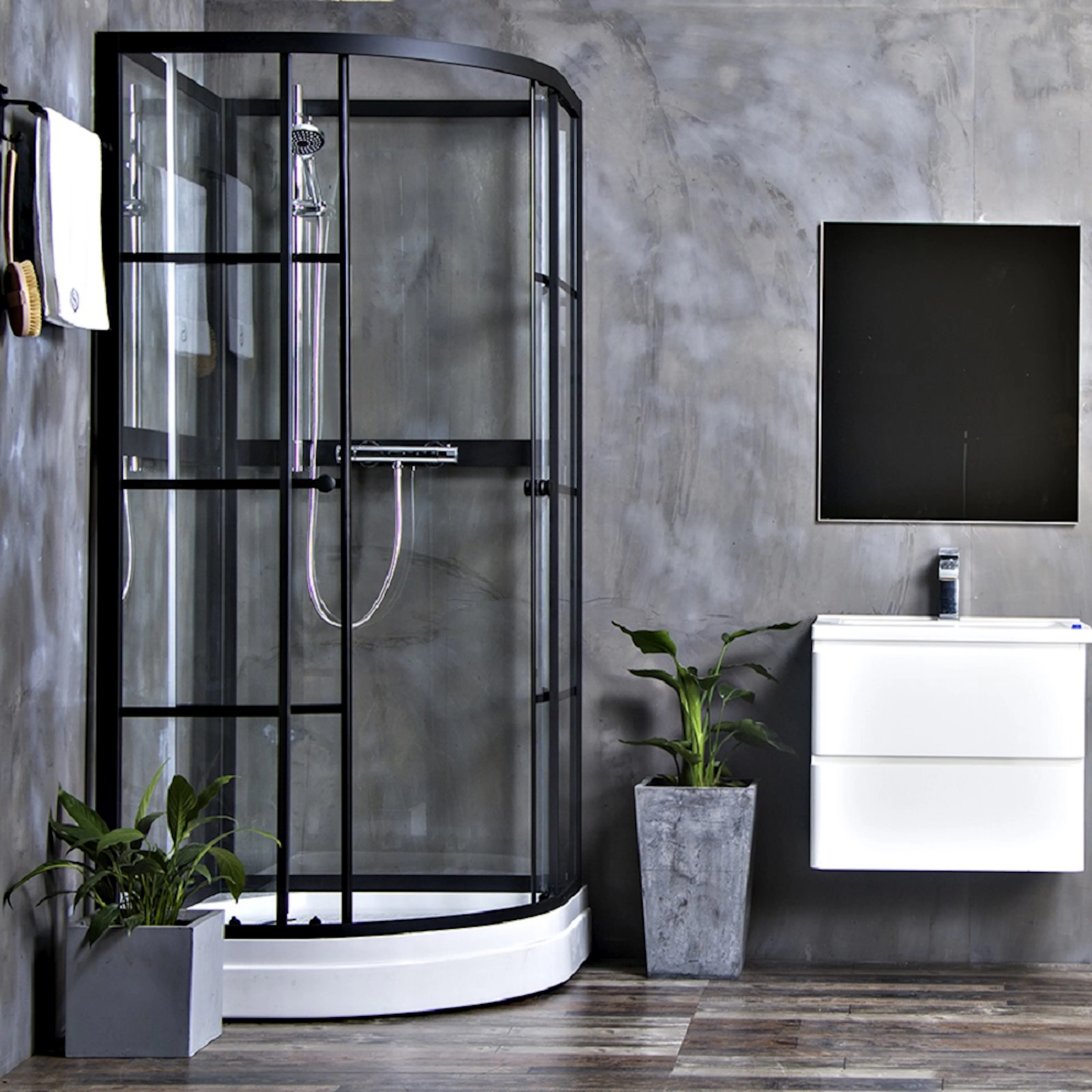 Dusjkabinett Bathlife Betrakta 90x90 Rund C/W Klarglass
