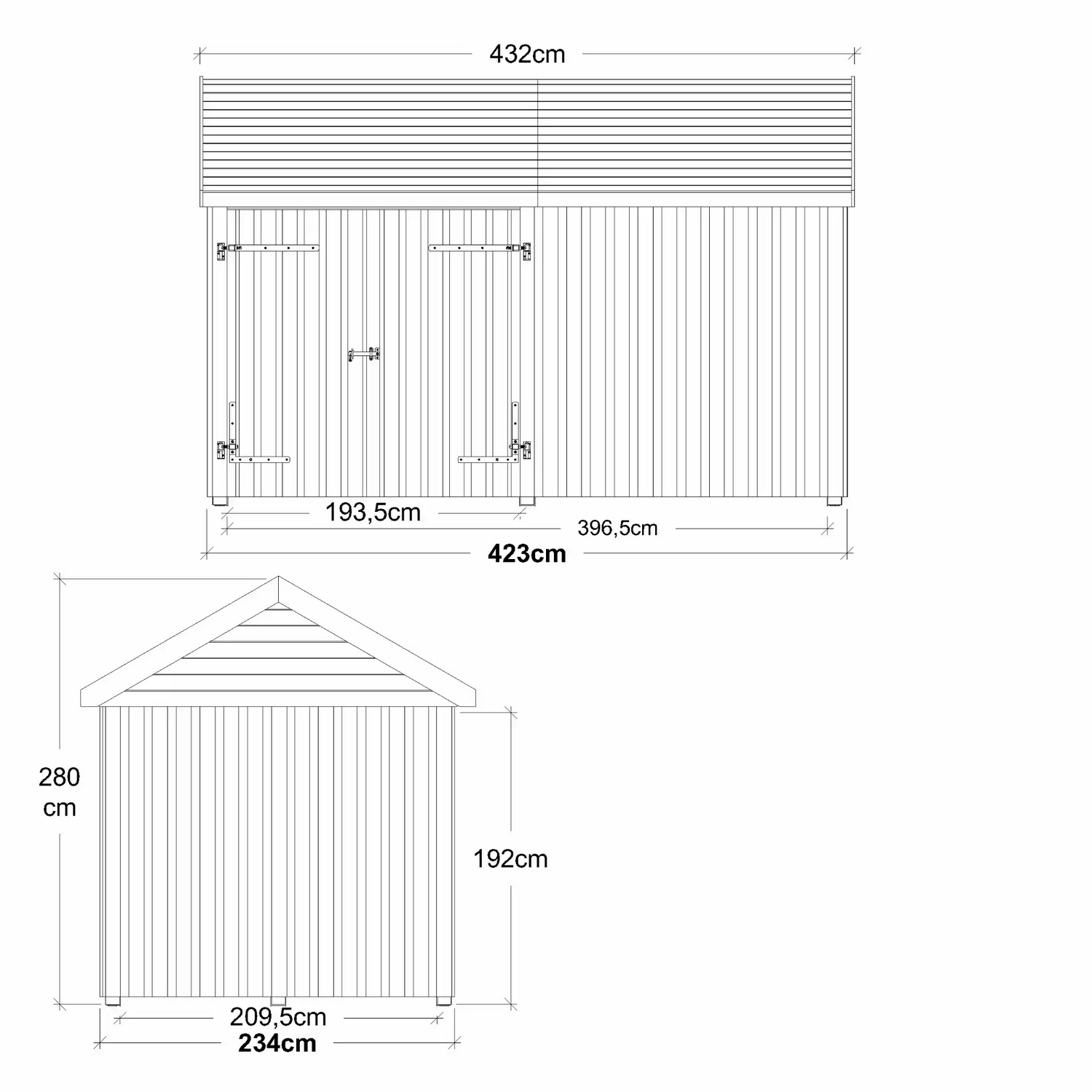 Utebod PLUS Classic Multi Hagehus 2 Moduler Dobbeldør Lukket 10m2