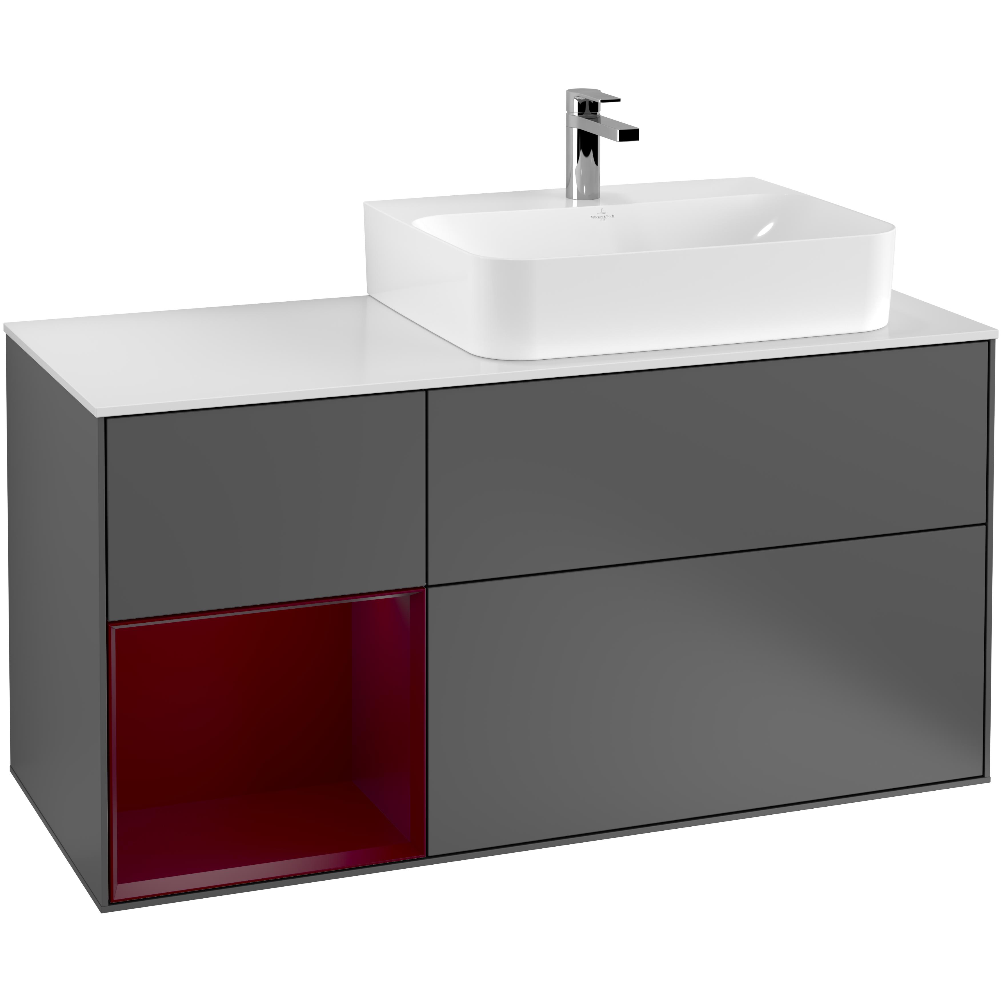 Tvättställsskåp Villeroy & Boch Finion med 3 Lådor Hylla och Bänkskiva för Ocentrerat Tvättställ