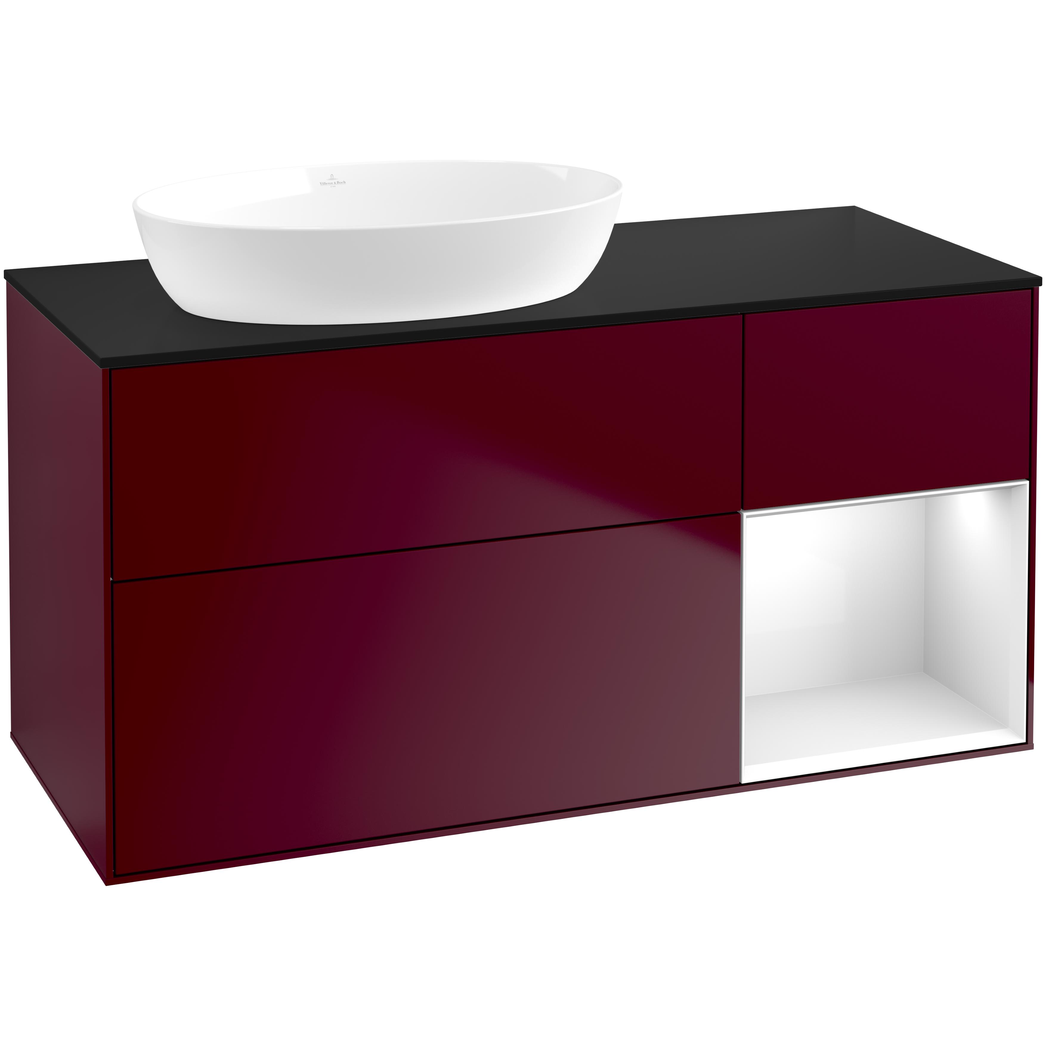 Tvättställsskåp Villeroy & Boch Finion med 3 Lådor Hylla och Bänkskiva för Ocentrerat Tvättställ från Artis & Collaro
