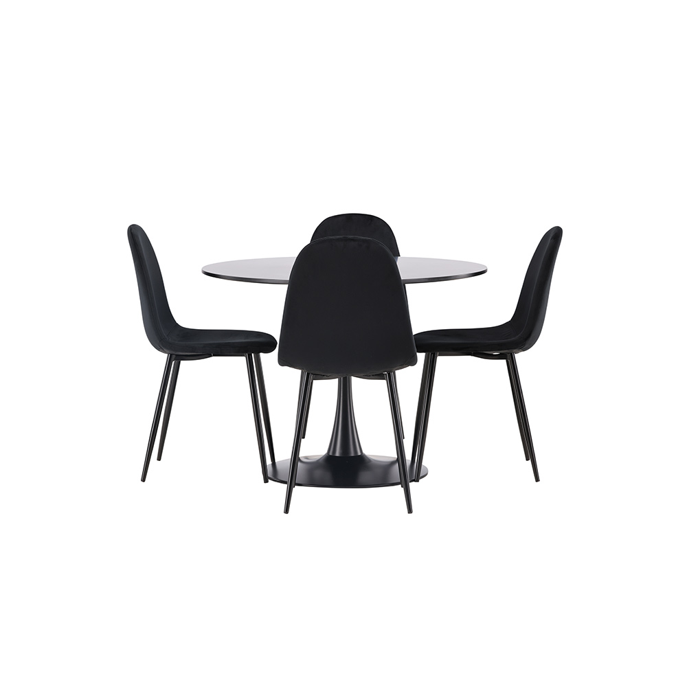 Spisegruppe Venture Home Glade Ø 100 cm med 4 Polar Stoler Fløyel