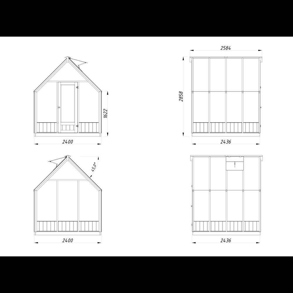 Drivhus Palmako Emilia 8,2 M2 Gråmalt