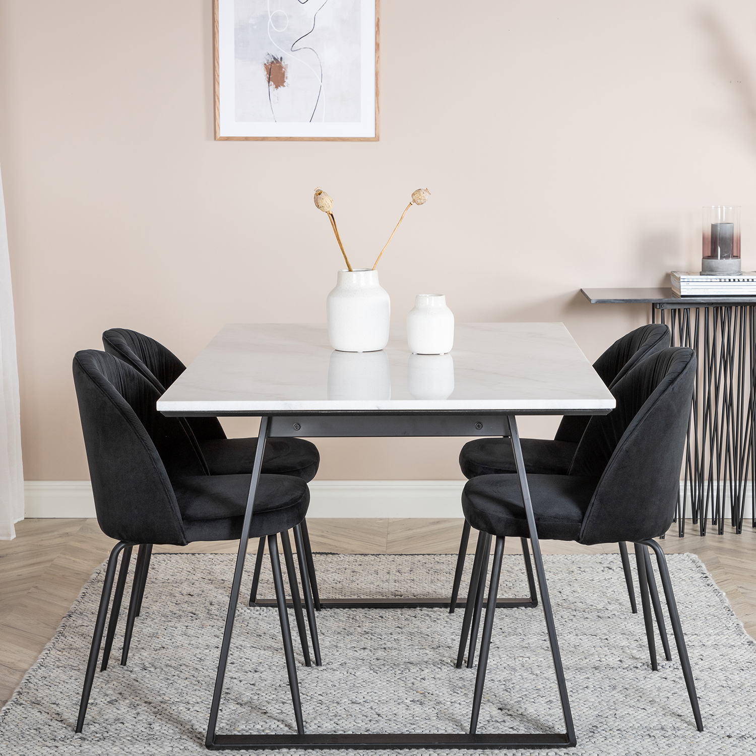 Spisegruppe Venture Home Estelle 140 med 4 Wrigley Stoler