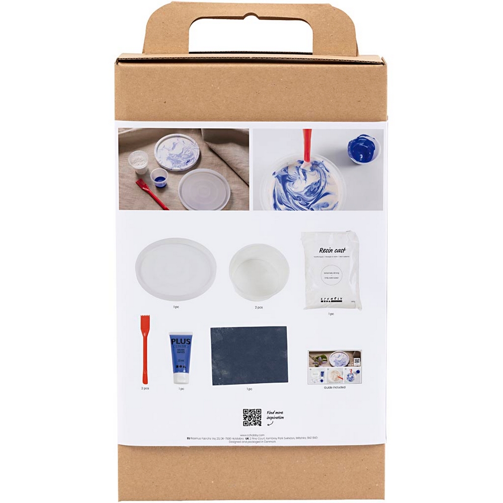 Hobbysett Creativ Company DIY Kit Resin Støping Rundt Brett med Marmorering