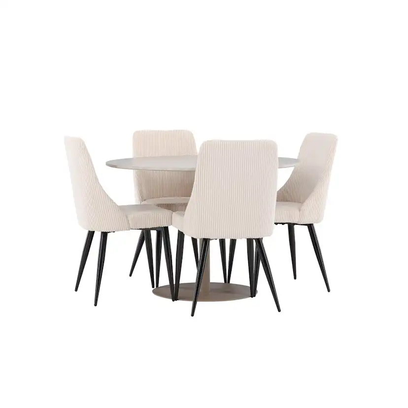 Spisegruppe Venture Home Lycke Ø110 med 4 stk Leone Stoler