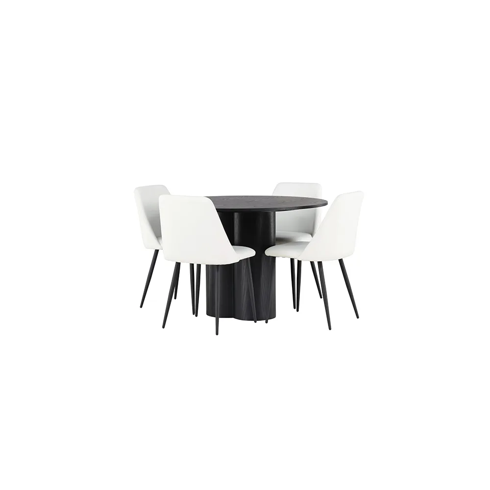 Spisegruppe Venture Home Olivia Ø110 cm med 4 stk Night Stoler