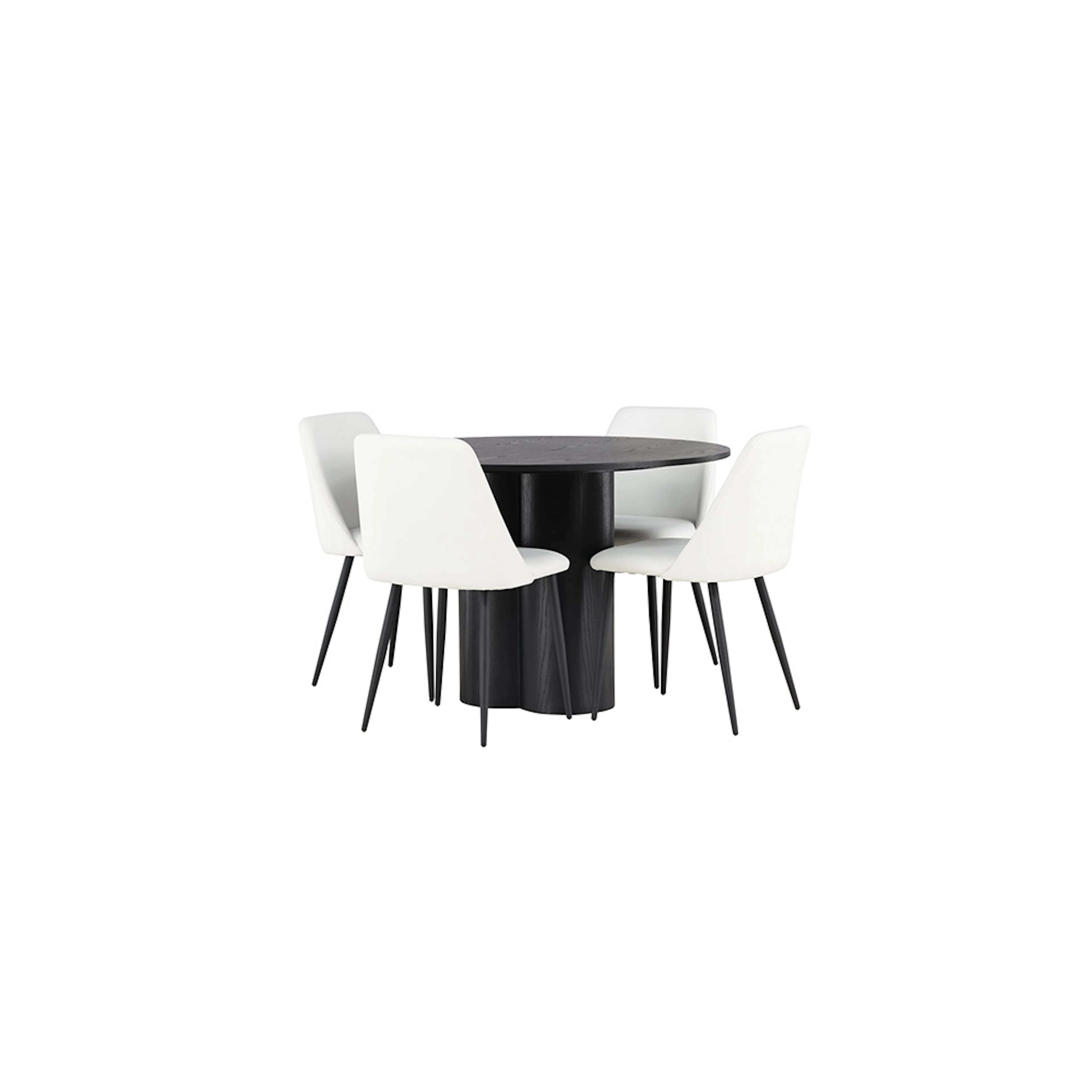 Matgrupp Venture Home Olivia Ø110 cm med 4 st Night stolar Hvit/Sort