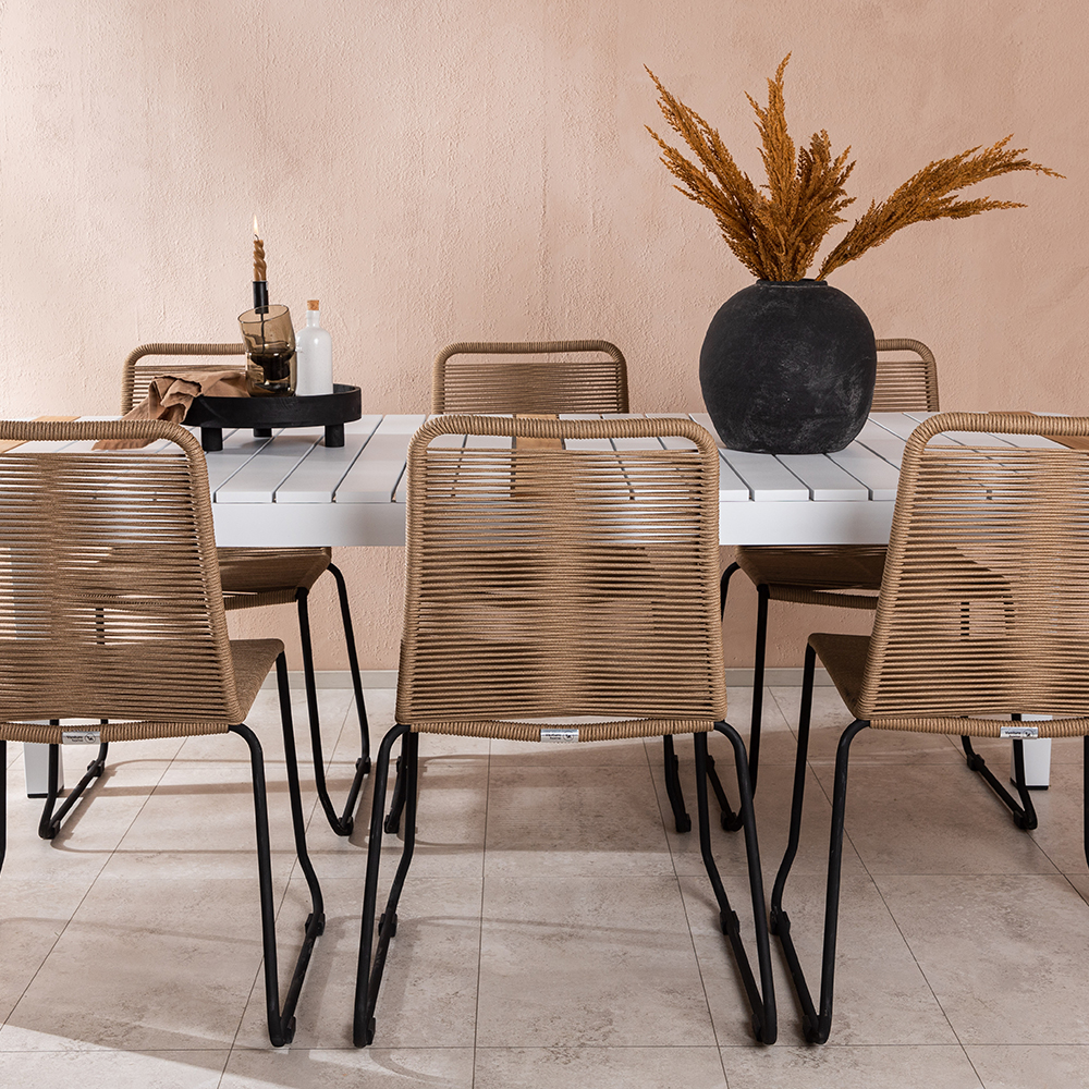 Spisegruppe Venture Home Togo 200x100 cm med 6 Lindos Stoler