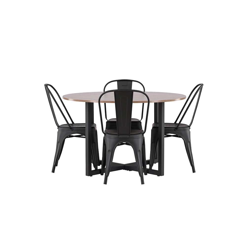 Spisegruppe Venture Home Durango Ø 120 cm med 4 Tempe Stoler