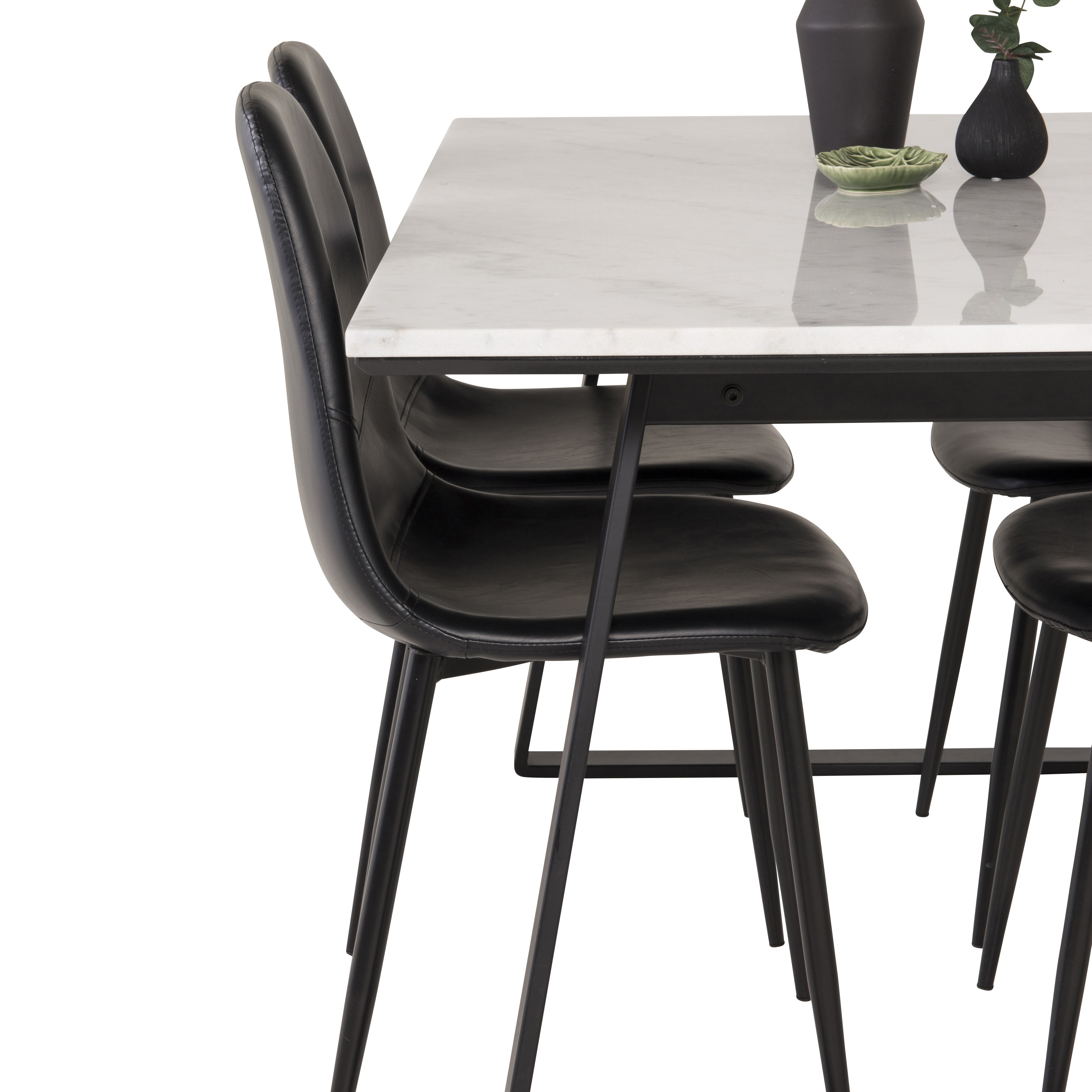 Spisegruppe Venture Home Estelle 140 med 4 Pobbie Stoler Lær