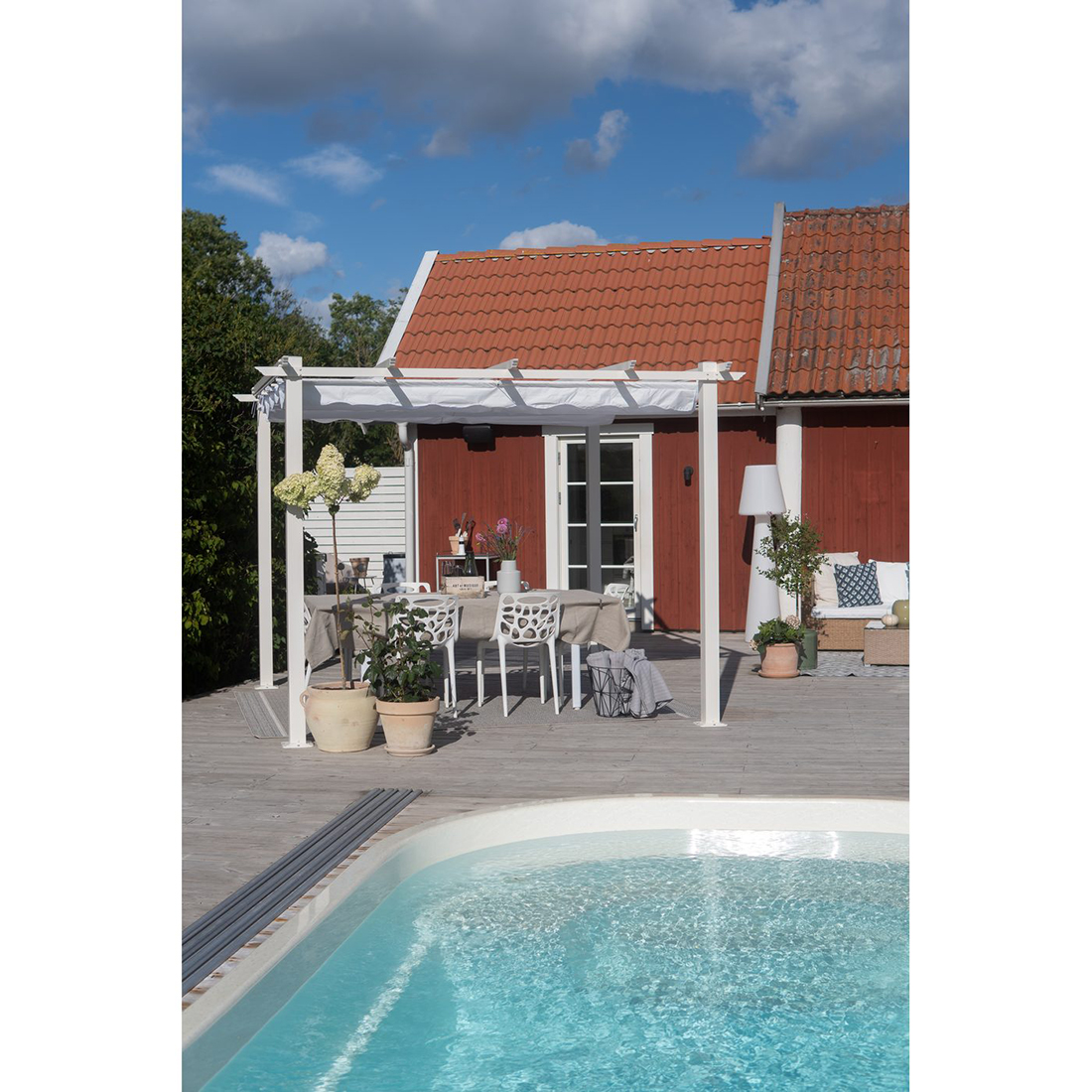 Pergola 3x3 m Vit Hvit/Hvit