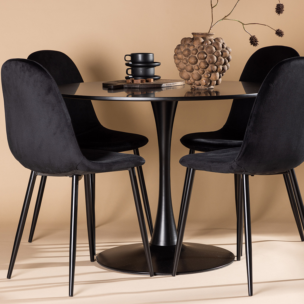 Spisegruppe Venture Home Glade Ø 100 cm med 4 Polar Stoler Fløyel