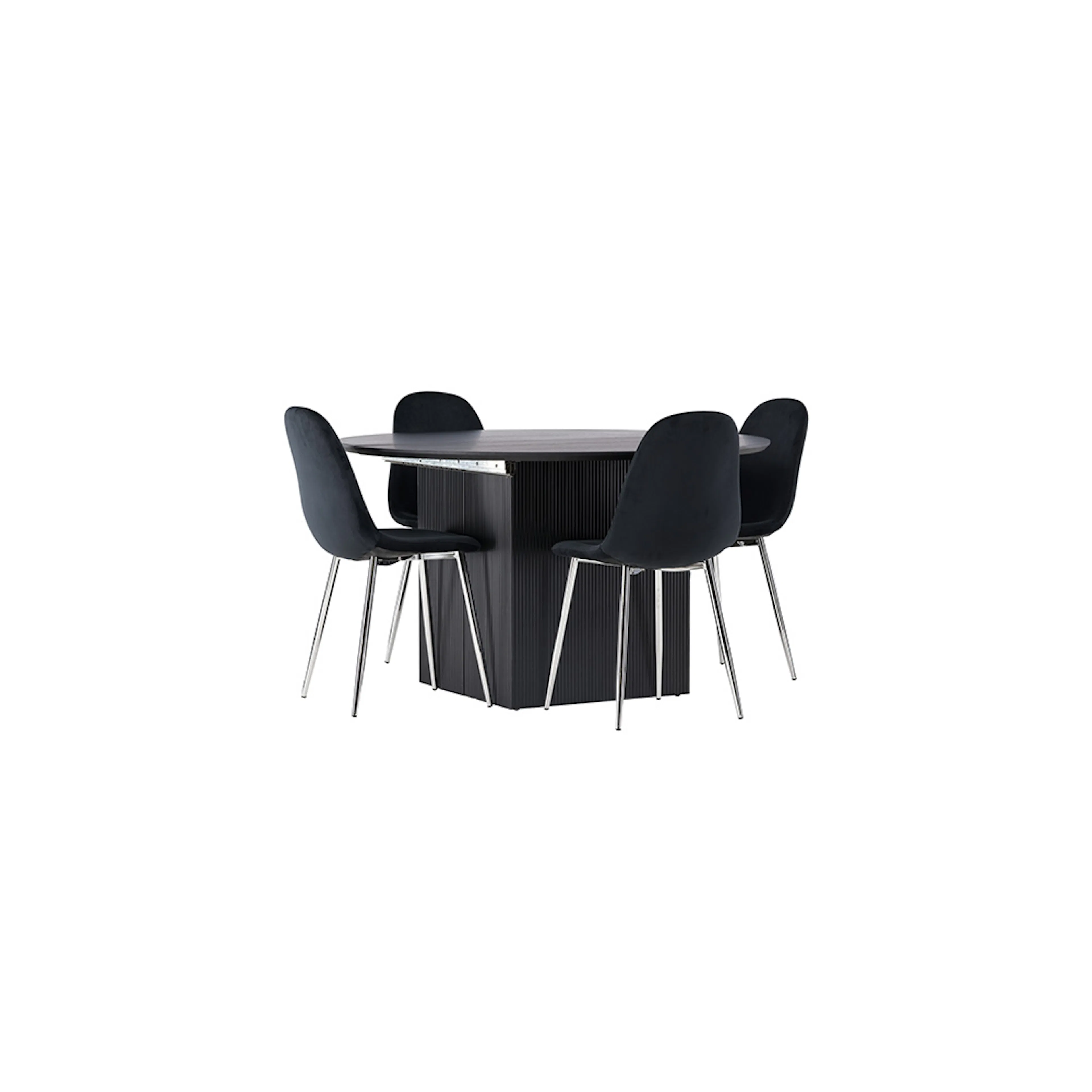 Matgrupp Venture Home Matilda med 4 Polar Sammet Stolar Sort/Krom