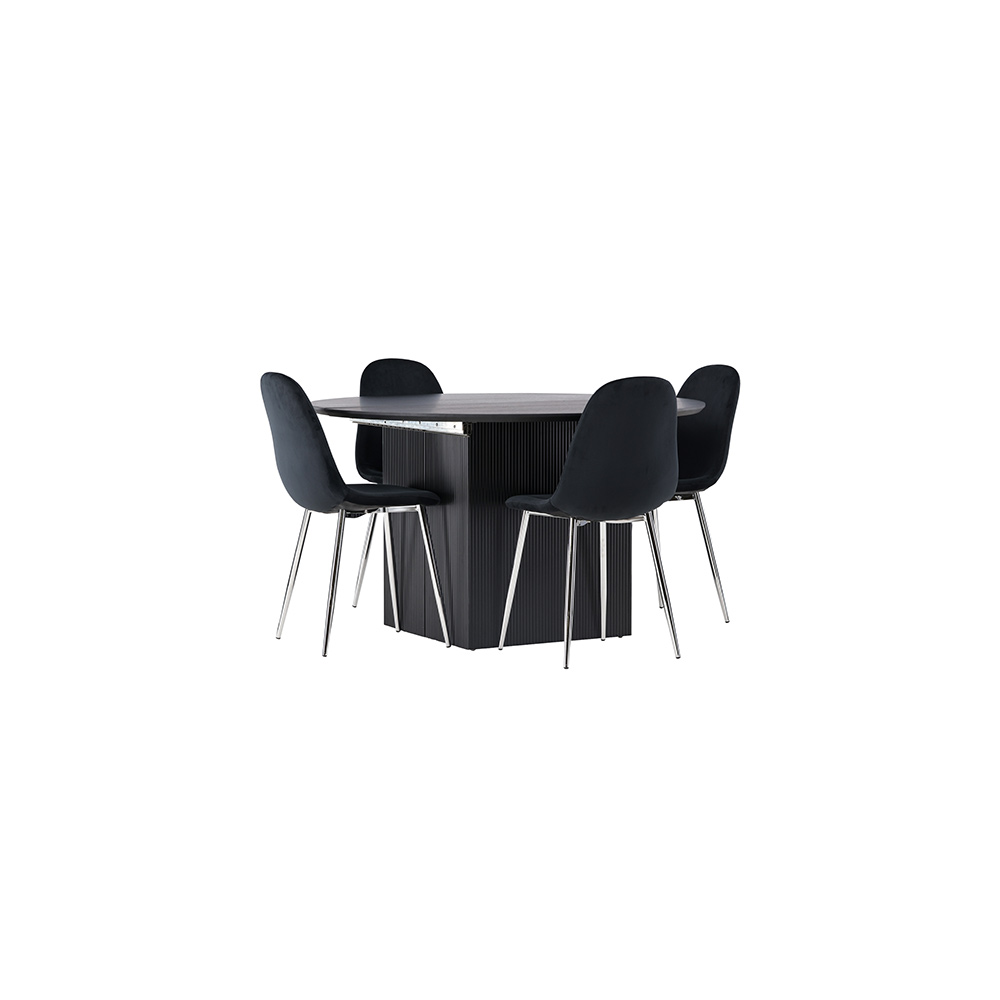 Spisegruppe Venture Home Matilda med 4 Polar Fløyel Stoler