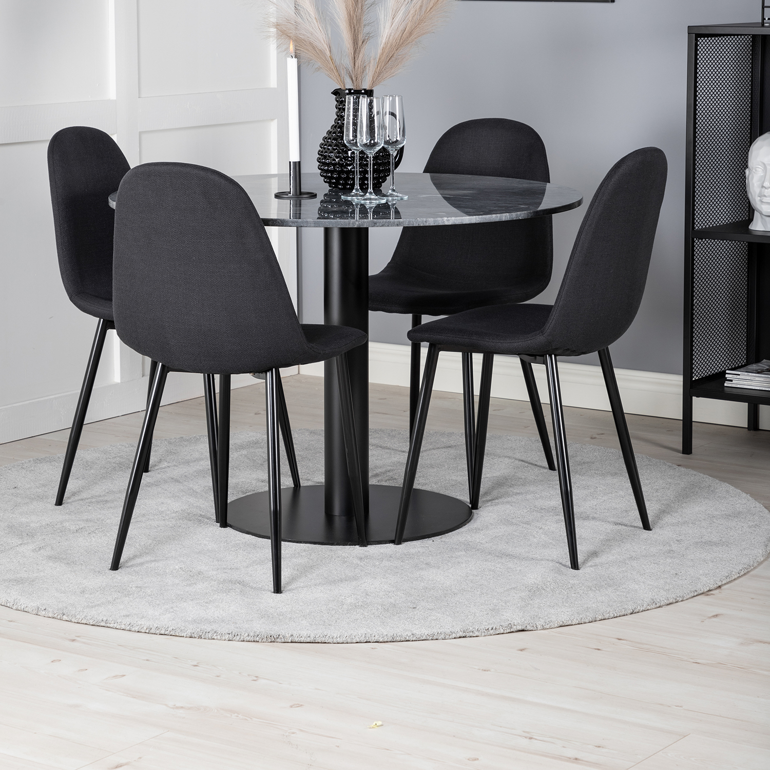 Spisegruppe Venture Home Estelle med 4 Pobbie Stoler Polyester