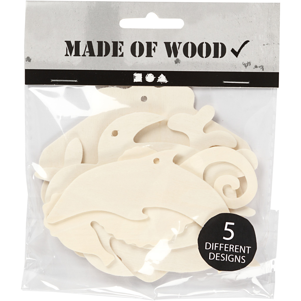 Hengende Creativ Company Havdyr Sjøhest Skilpadde Delfin Musling Og Hval 5 stk/1 Pk