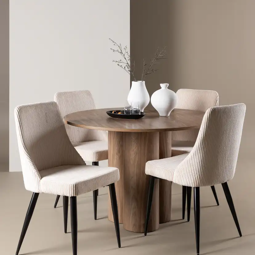 Spisegruppe Venture Home Olivia Ø110 med 4 stk Leone Stoler