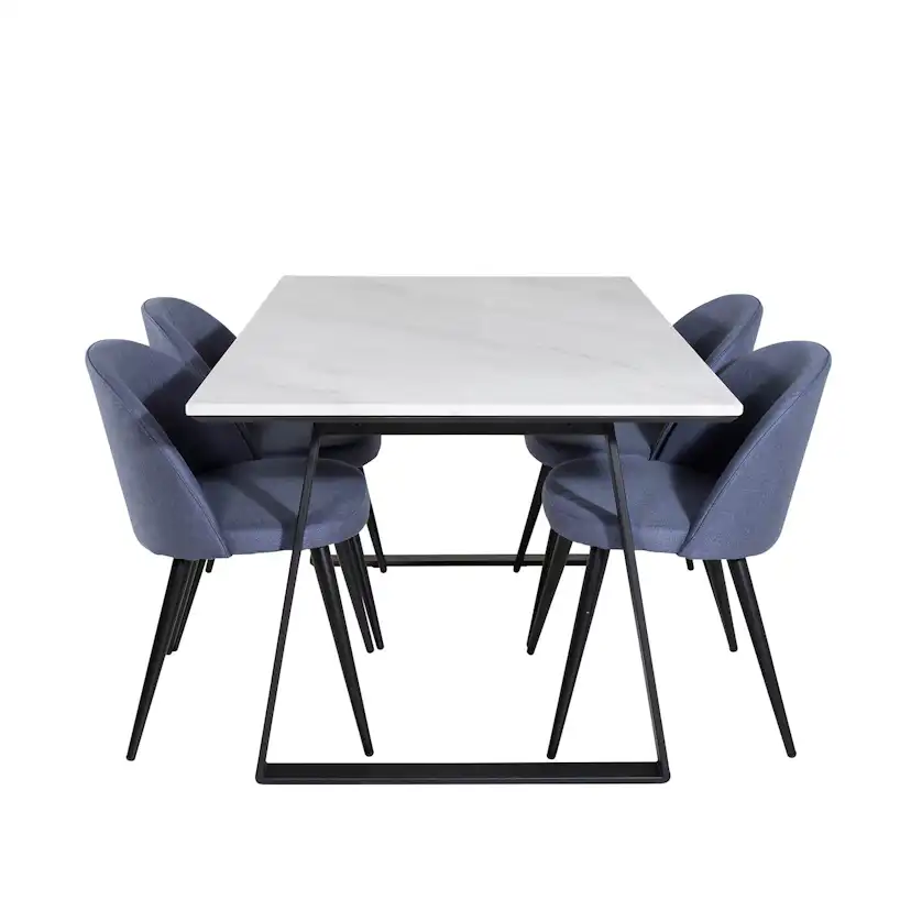 Spisegruppe Venture Home Estelle 140 med 4 Valentina Stoler Polyester