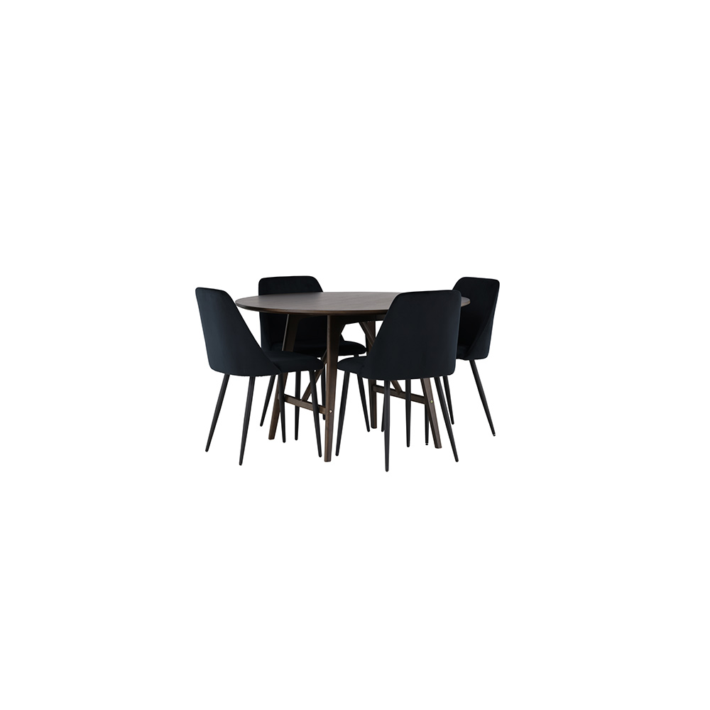 Spisegruppe Venture Home Kaseidon Ø100 cm med 4 stk Night Stoler