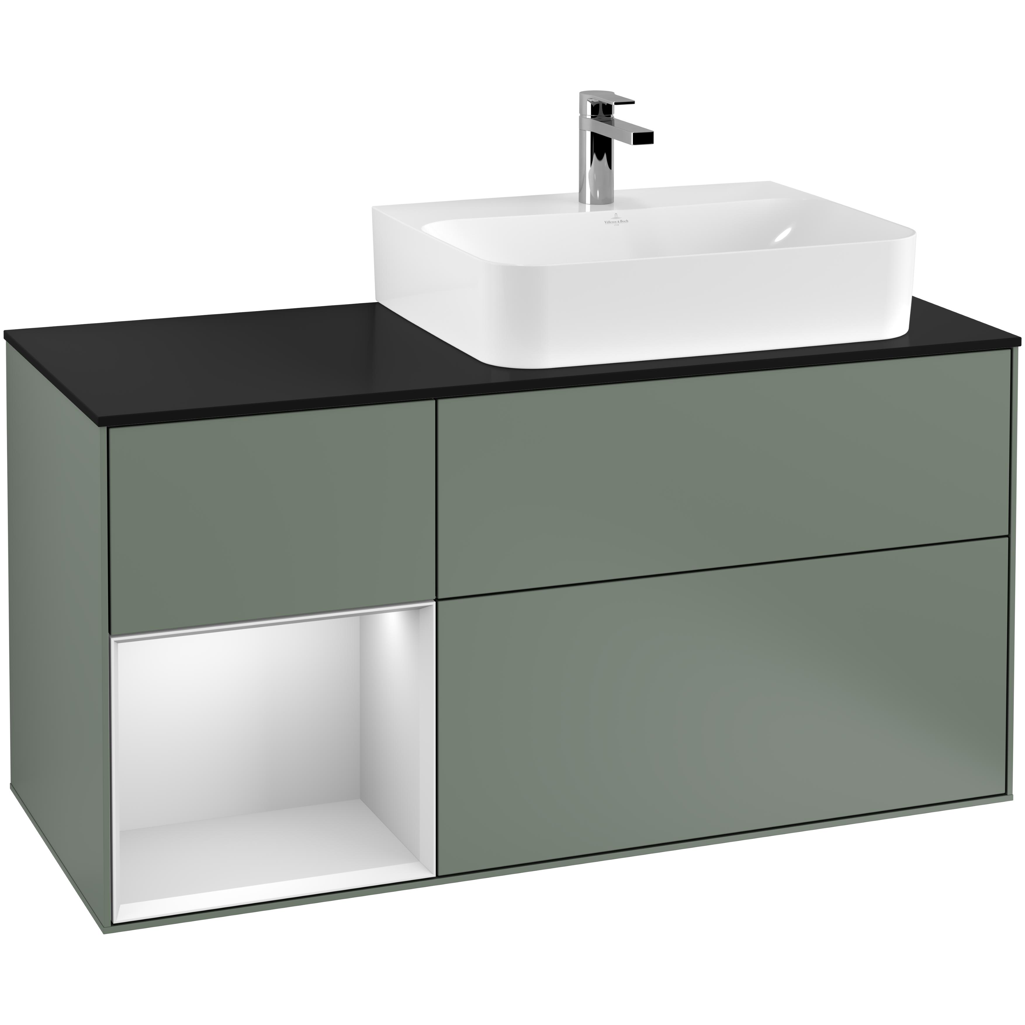 Tvättställsskåp Villeroy & Boch Finion med 3 Lådor Hylla och Bänkskiva för Ocentrerat Tvättställ