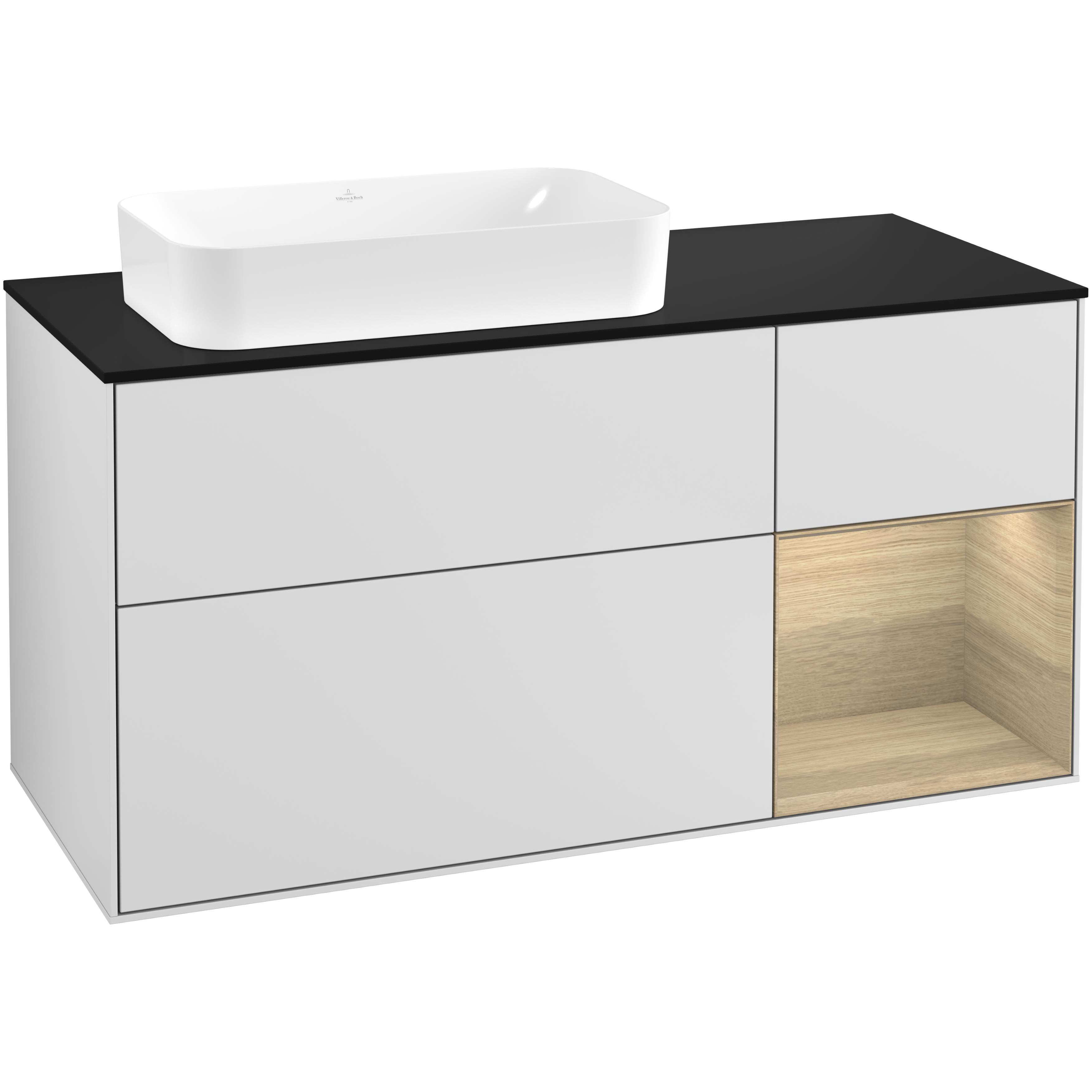 Tvättställsskåp Villeroy & Boch Finion med 3 Lådor Hylla och Bänkskiva för Ocentrerat Fristående Tvättställ