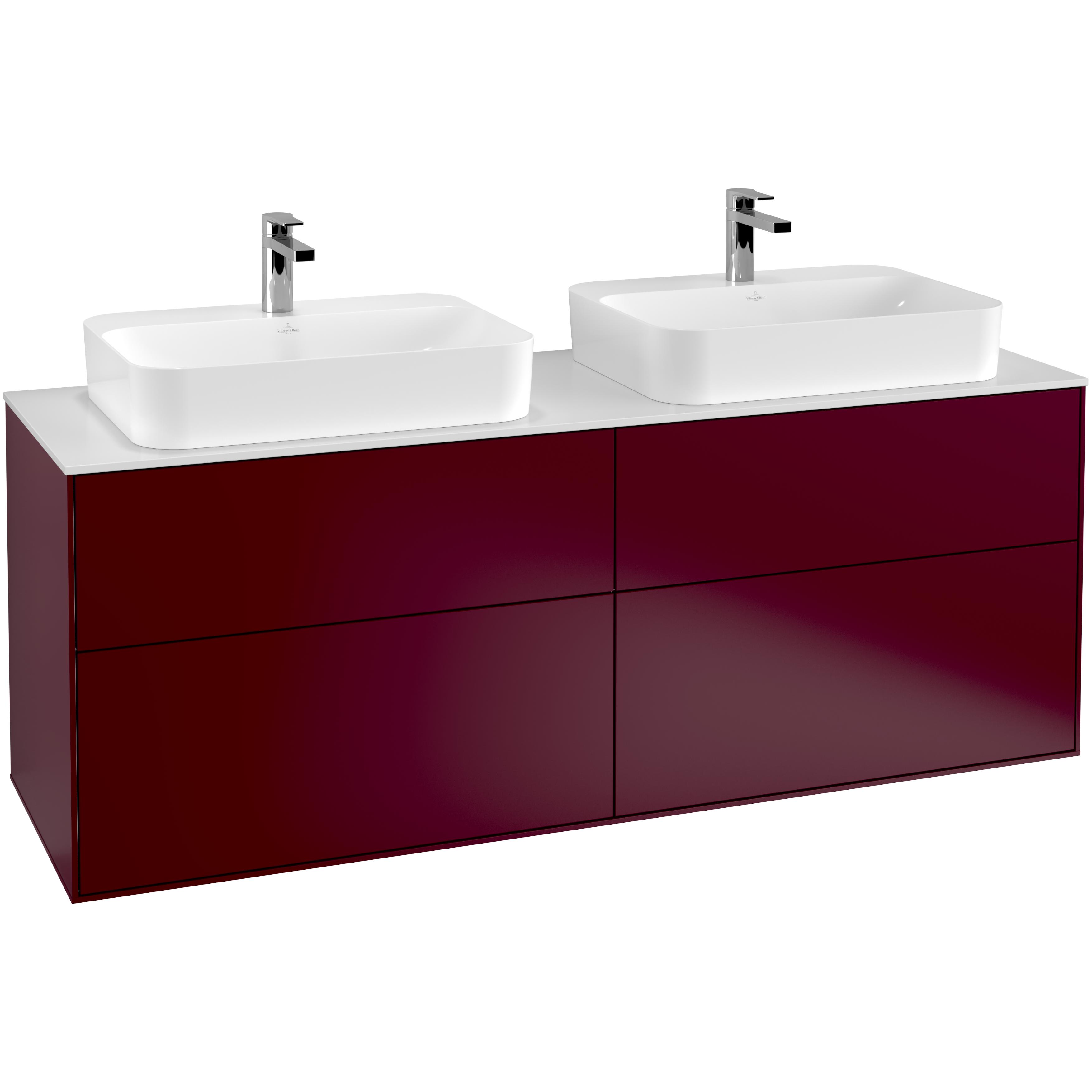 Tvättställsskåp Villeroy & Boch Finion med 4 Lådor och Bänkskiva för Två Ytmonterade Tvättställ