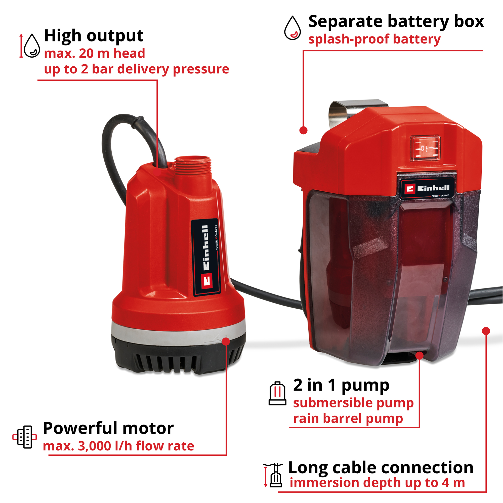 Trykkpumpe Einhell Batteridrivet GE-PP 18 RB Li Solo uten Batteri