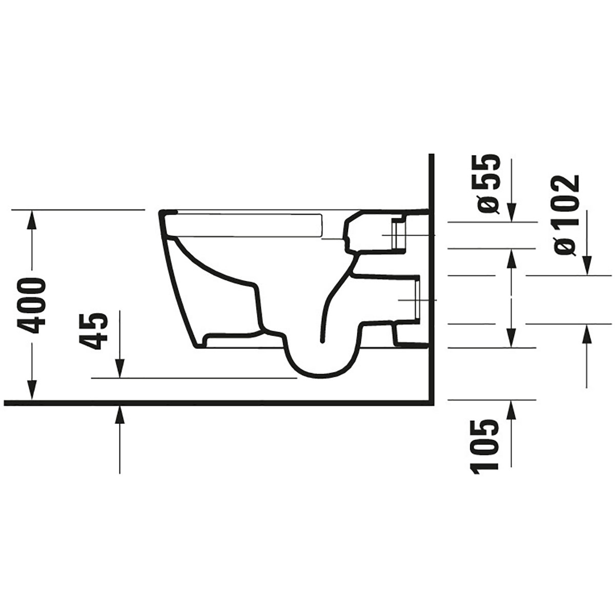 Vegghengt Toalett Duravit Me by Starck 252909 uten Toalettsete