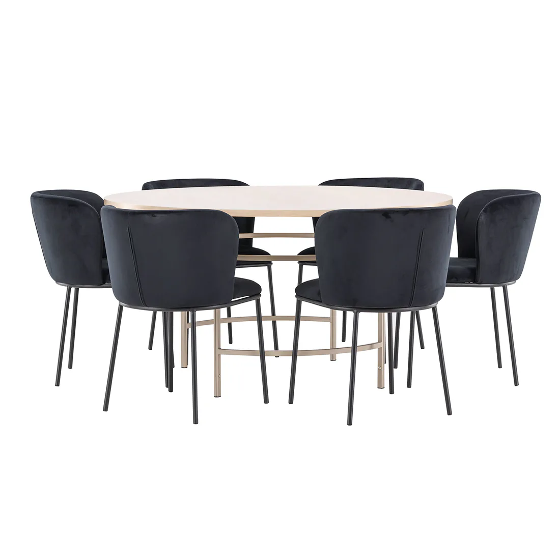 Spisegruppe Venture Home Copenhagen Ø140 cm med 6st Edina Spisestoler