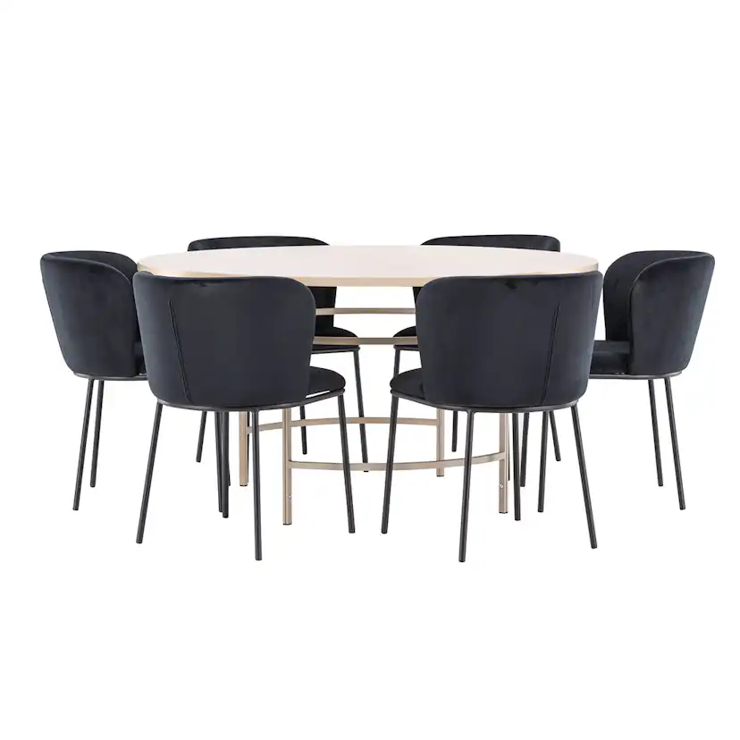 Spisegruppe Venture Home Copenhagen Ø140 cm med 6st Edina Spisestoler