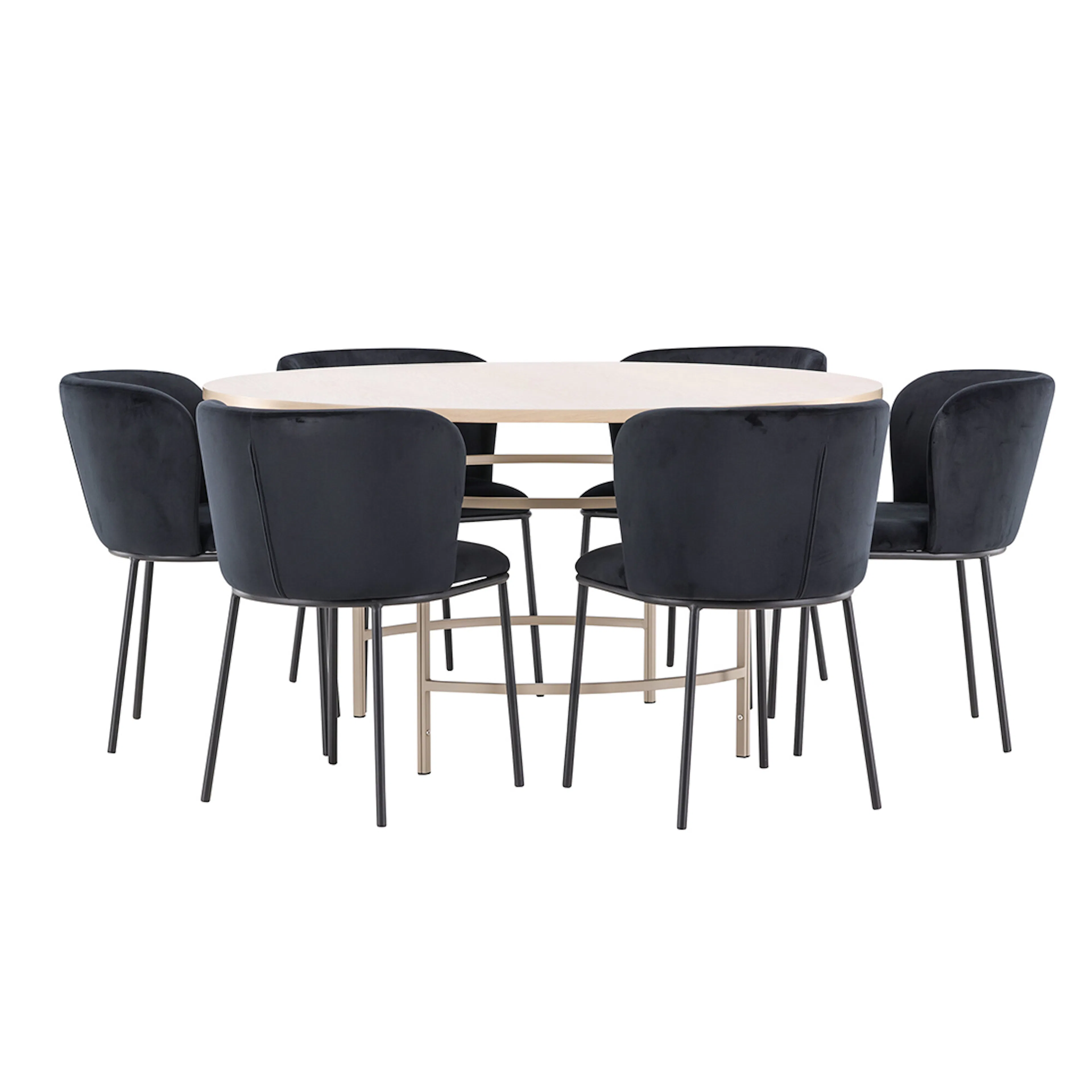 Spisegruppe Venture Home Copenhagen Ø140 cm med 6st Edina Spisestoler