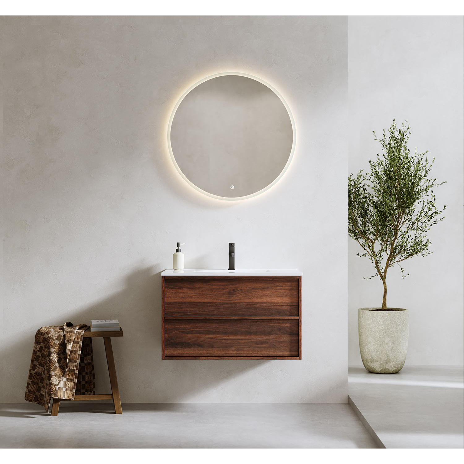 Tvättställsskåp Bathlife Charm med Tvättställ och Spegel Skina