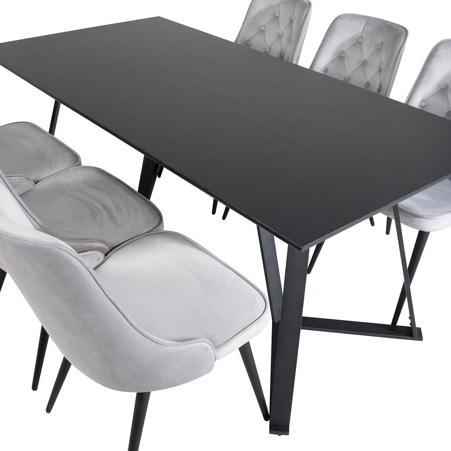 Spisegruppe Venture Home Madde med 6 Vera Stoler Fløyel