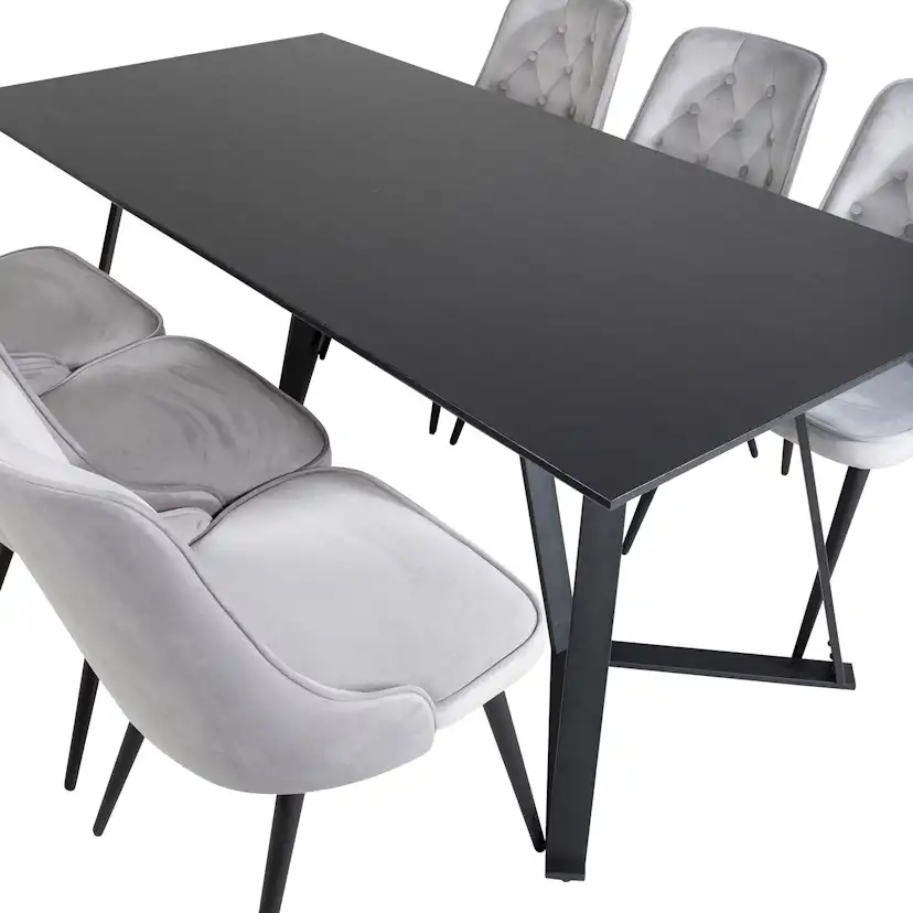 Spisegruppe Venture Home Madde med 6 Vera Stoler Fløyel