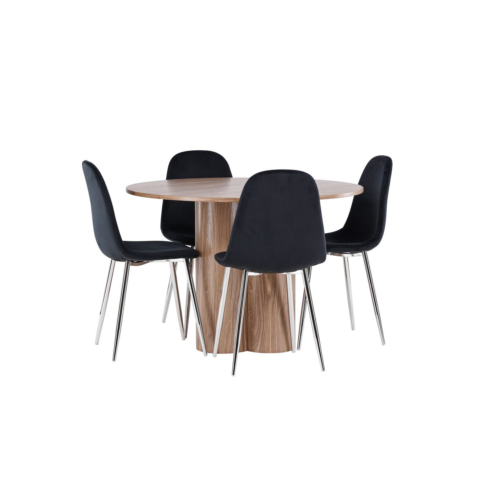 Spisegruppe Venture Home Olivia Ø110 med 4 stk Polar Stoler Fløyel